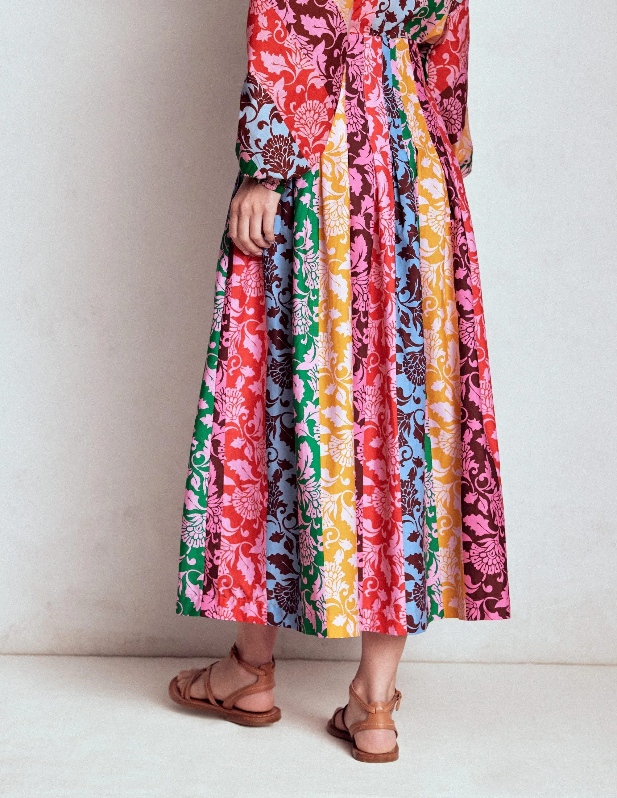 Valentina Poplin Midi Skirt-Multi, Ornate Vine Hotch breathable wear