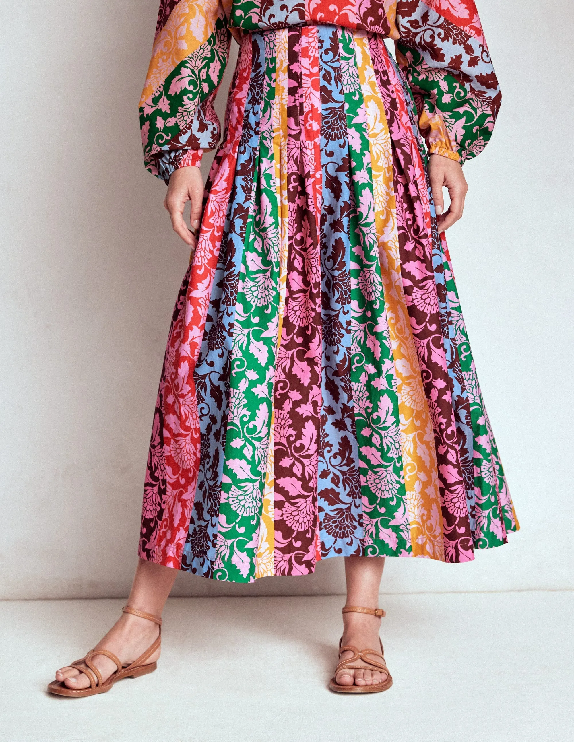 Valentina Poplin Midi Skirt-Multi, Ornate Vine Hotch style play