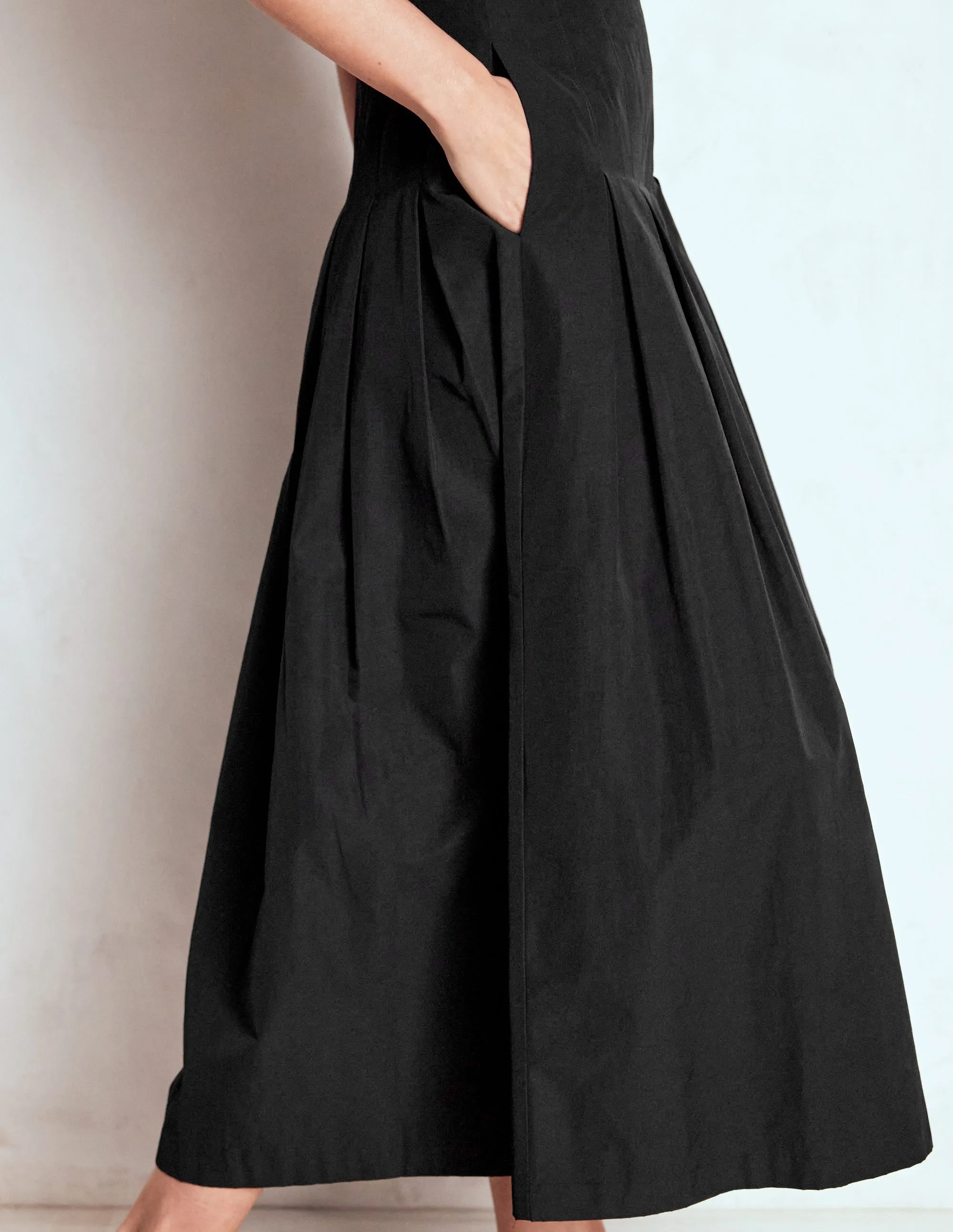 Valentina Taffeta Midi Skirt-Black winter warm