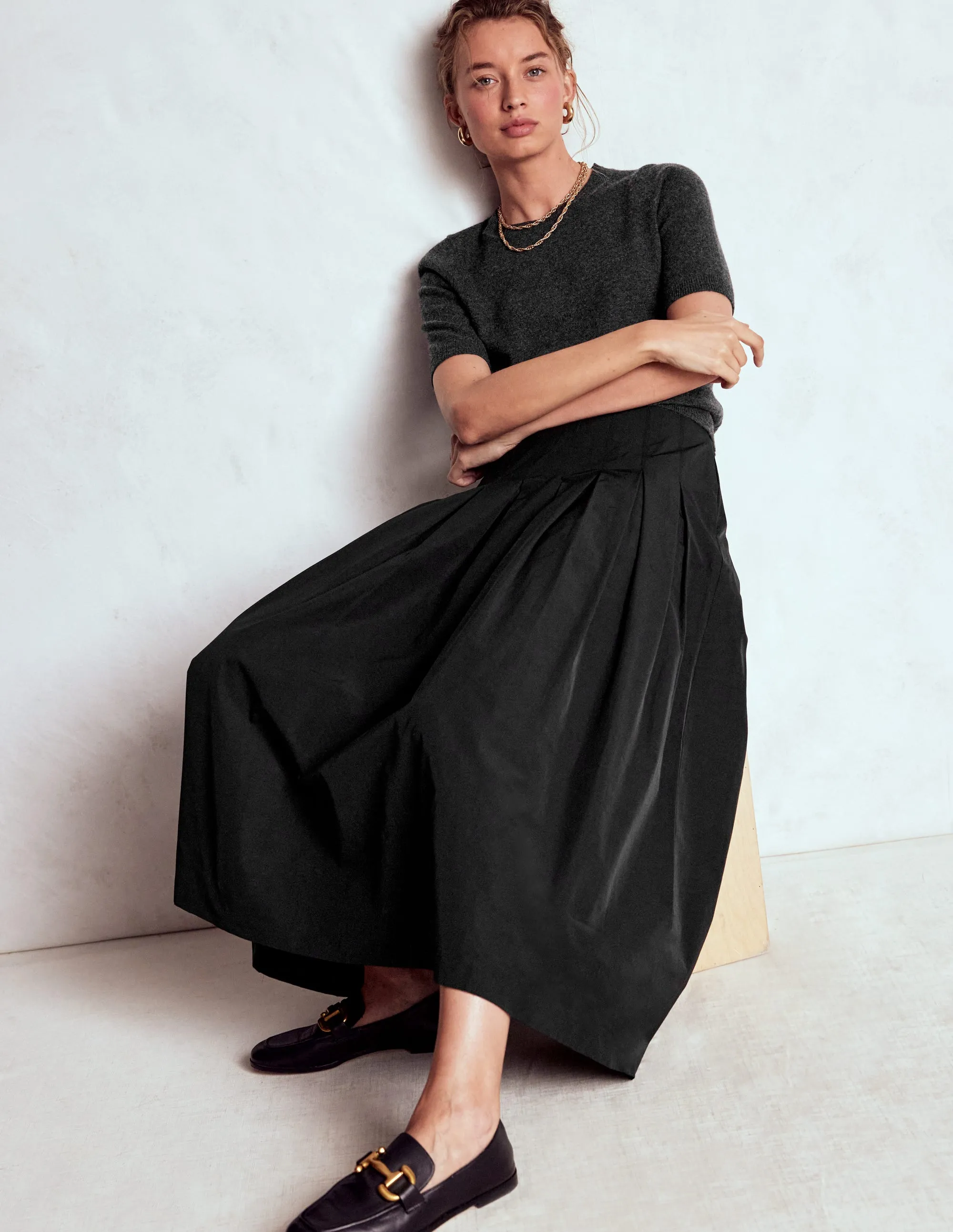 Valentina Taffeta Midi Skirt-Black free mix
