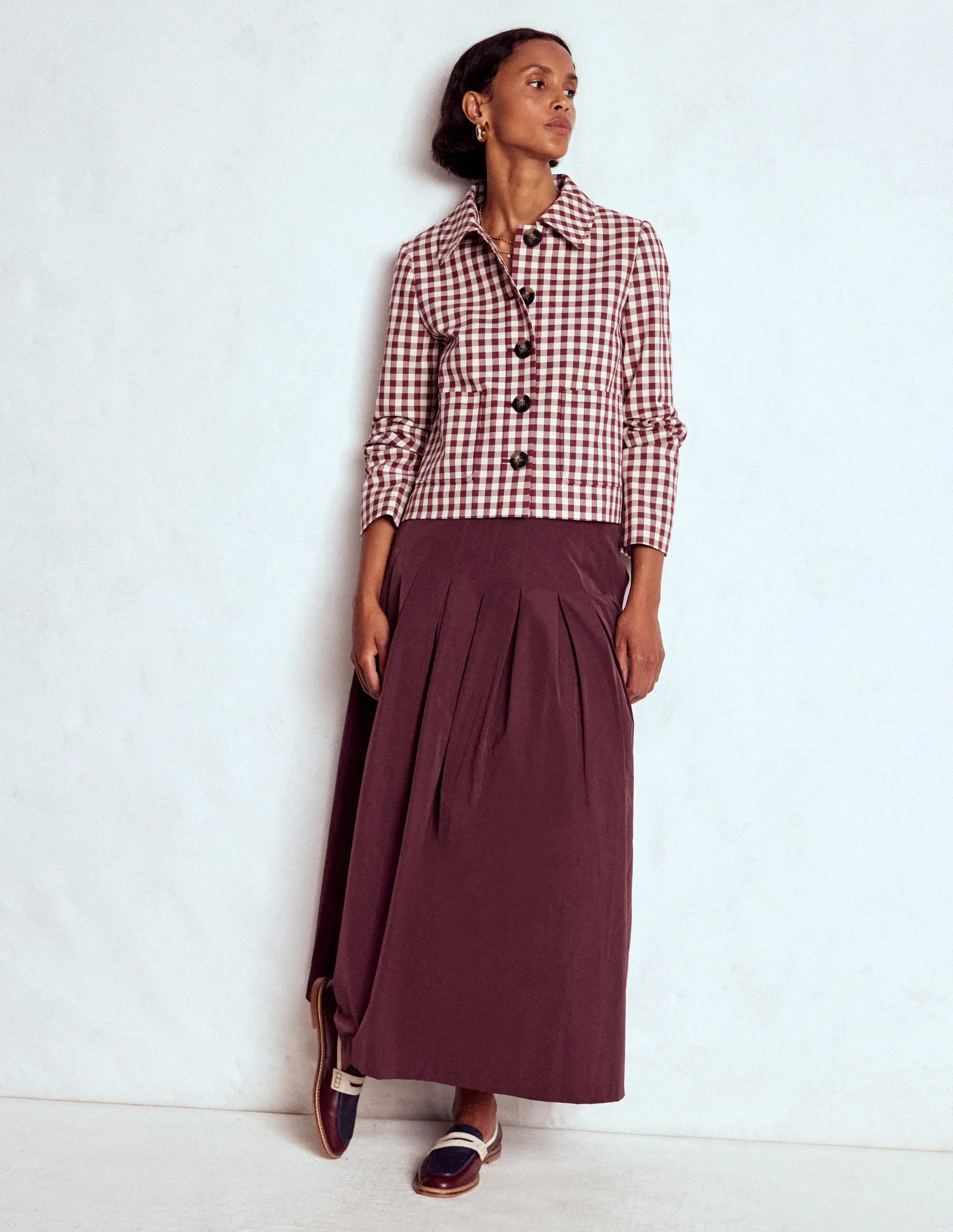 Valentina Taffeta Midi Skirt-Deep Wisteria retro trend