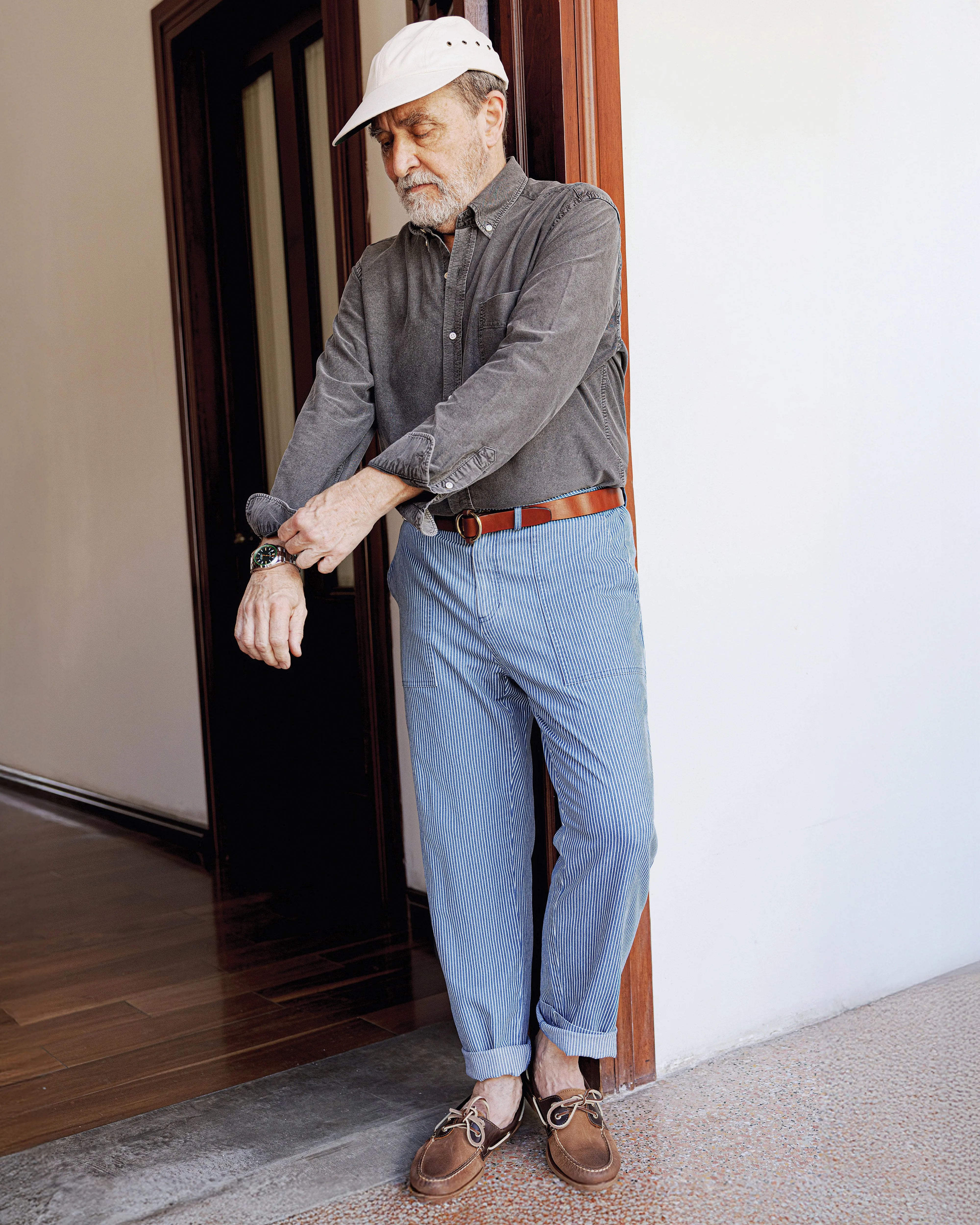 Ventura Pant in Railroad Stripe Denim multi season