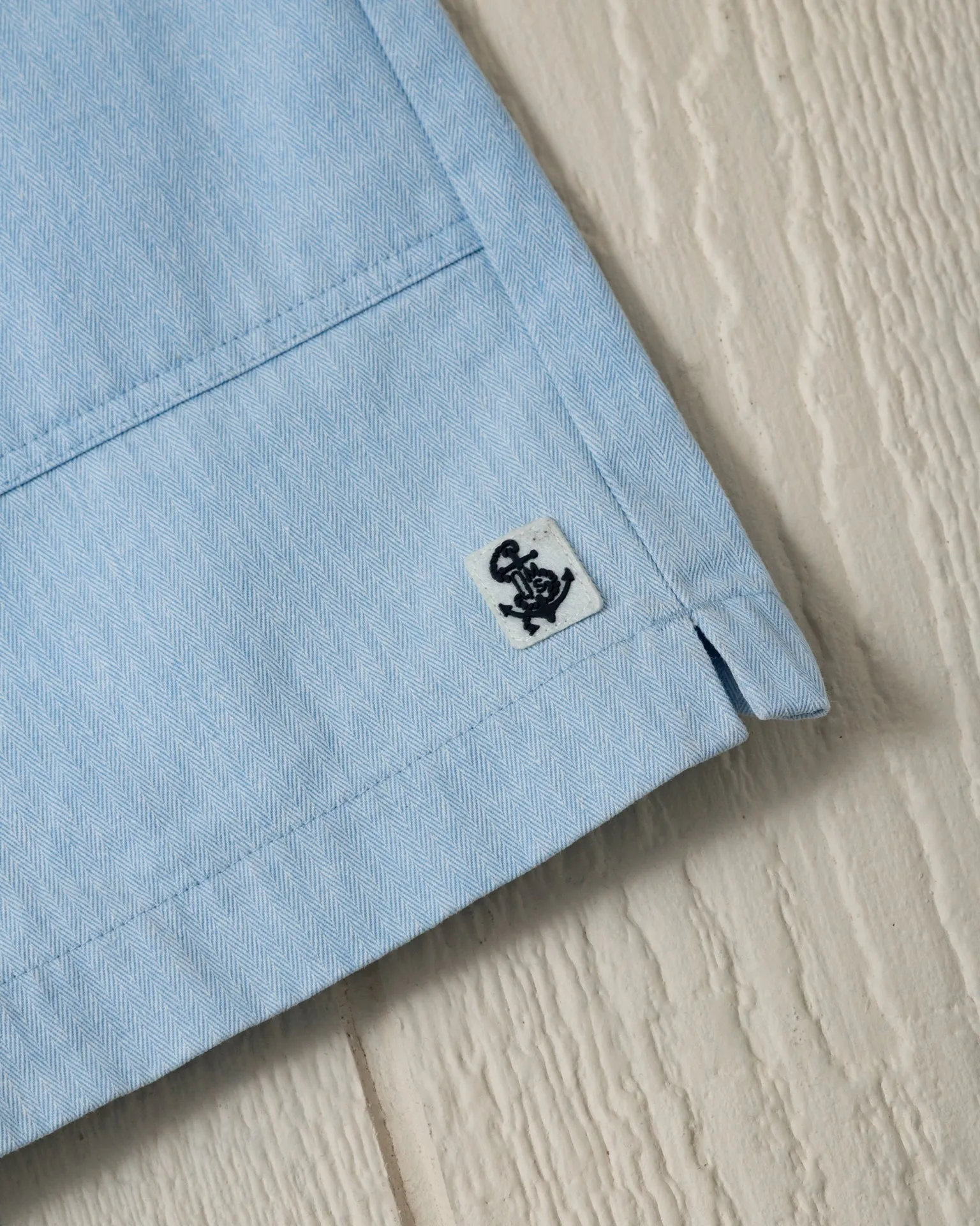 Ventura Short in Coastal Blue Salt Washed Herringbone trendy style