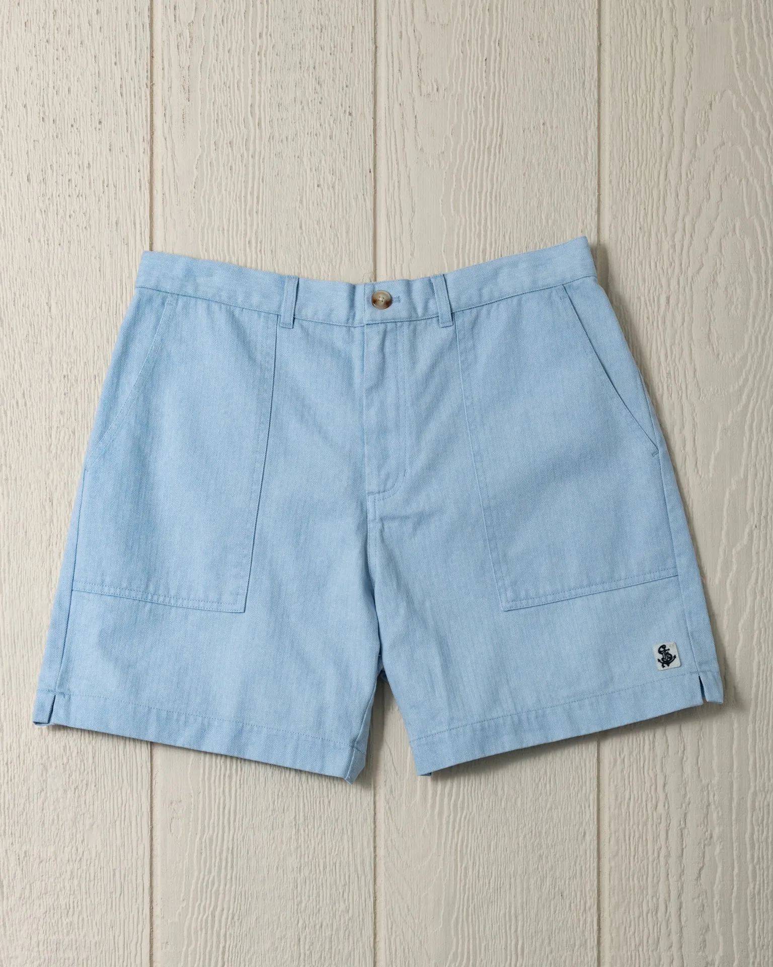 Ventura Short in Coastal Blue Salt Washed Herringbone urban casual
