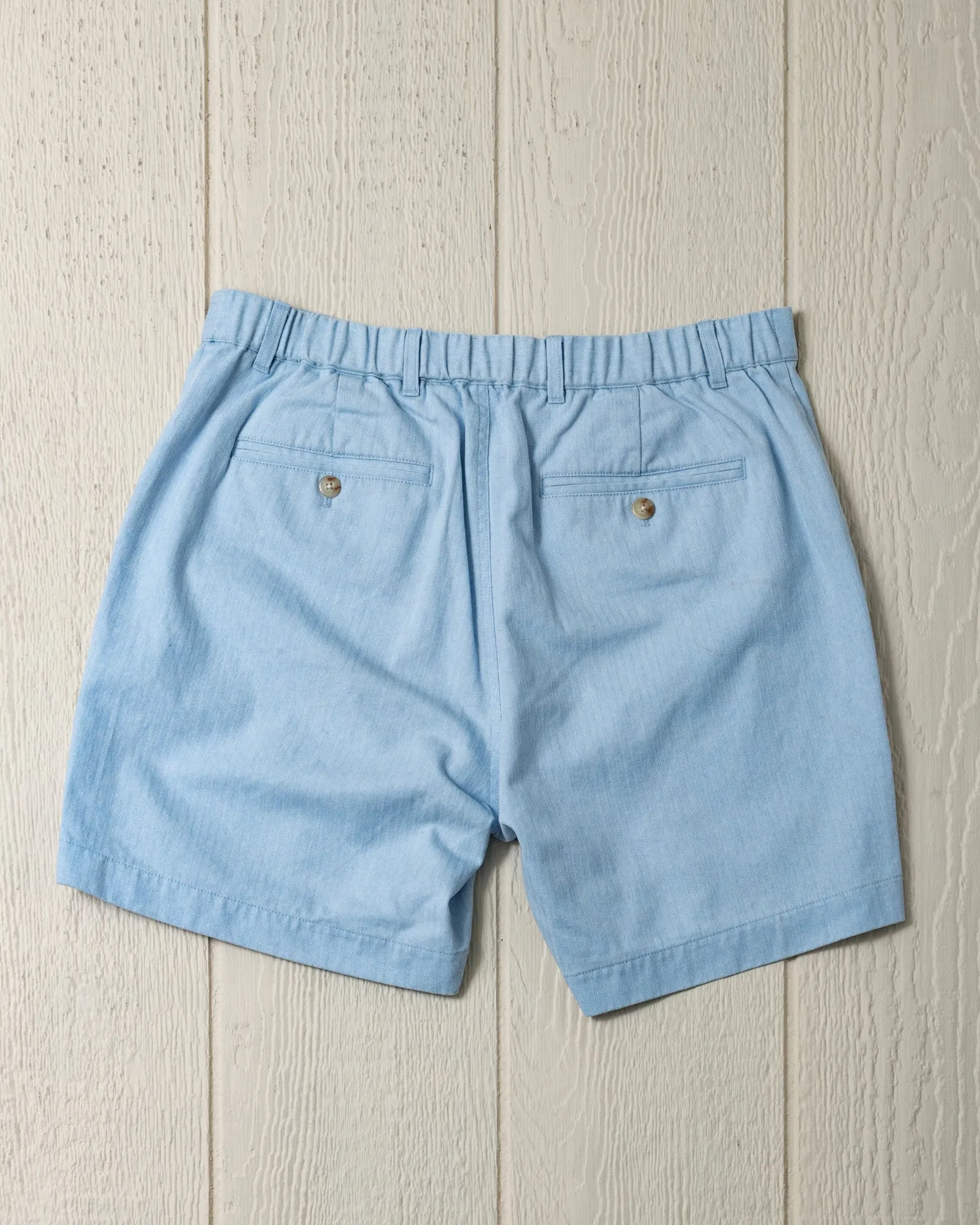Ventura Short in Coastal Blue Salt Washed Herringbone loose fit