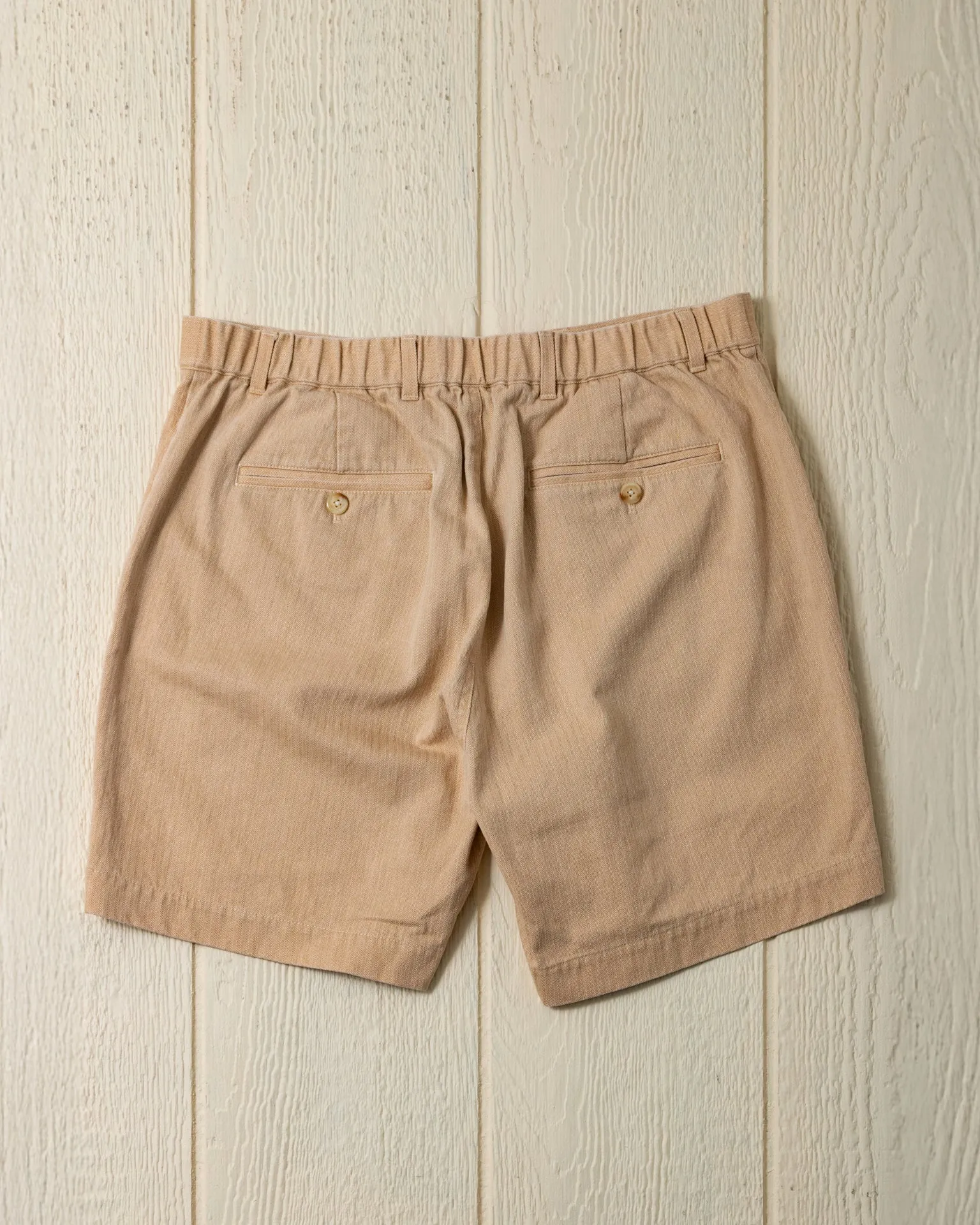 Ventura Short in Khaki Salt Washed Herringbone casual style