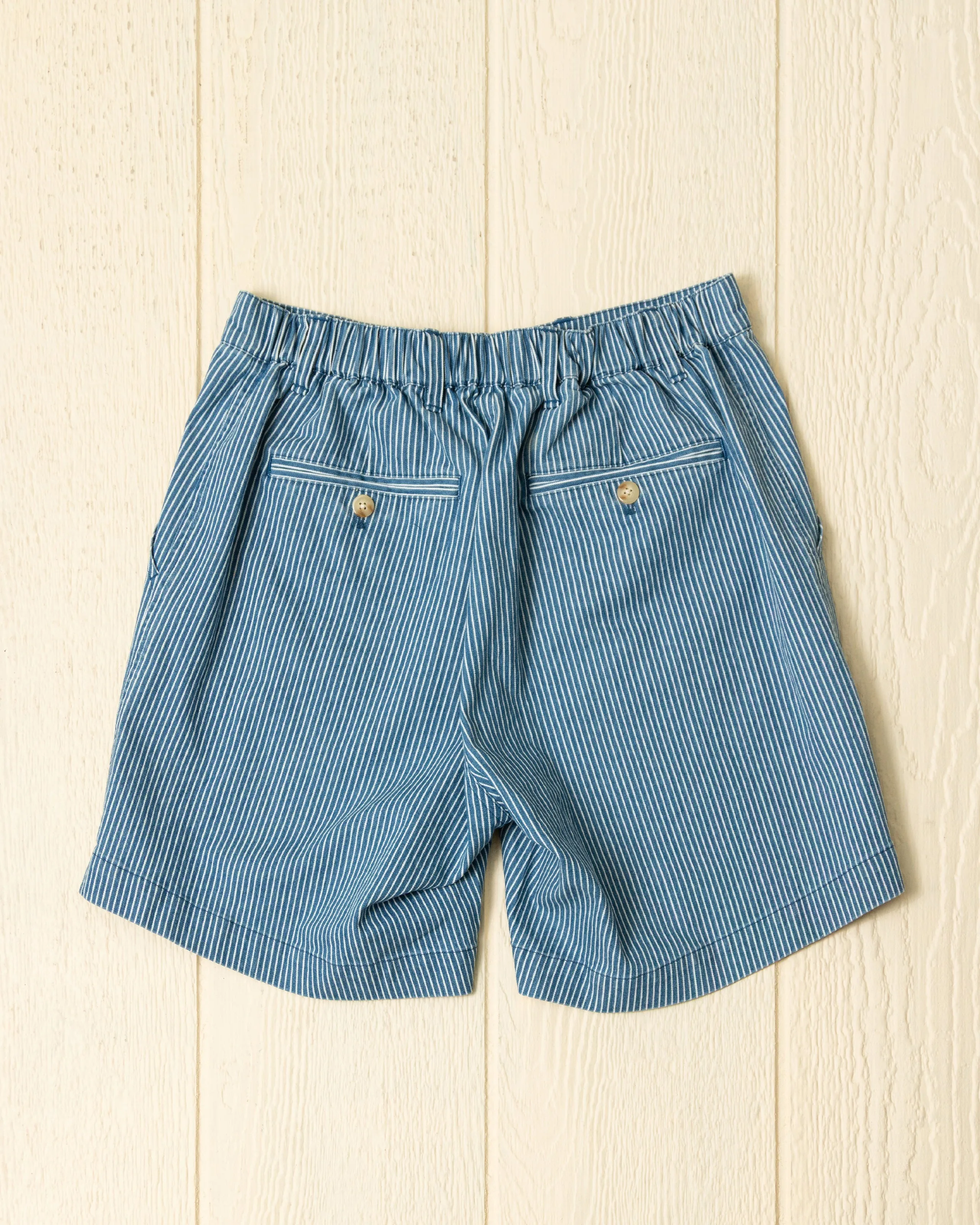 Ventura Short in Railroad Stripe Denim comfort versatile