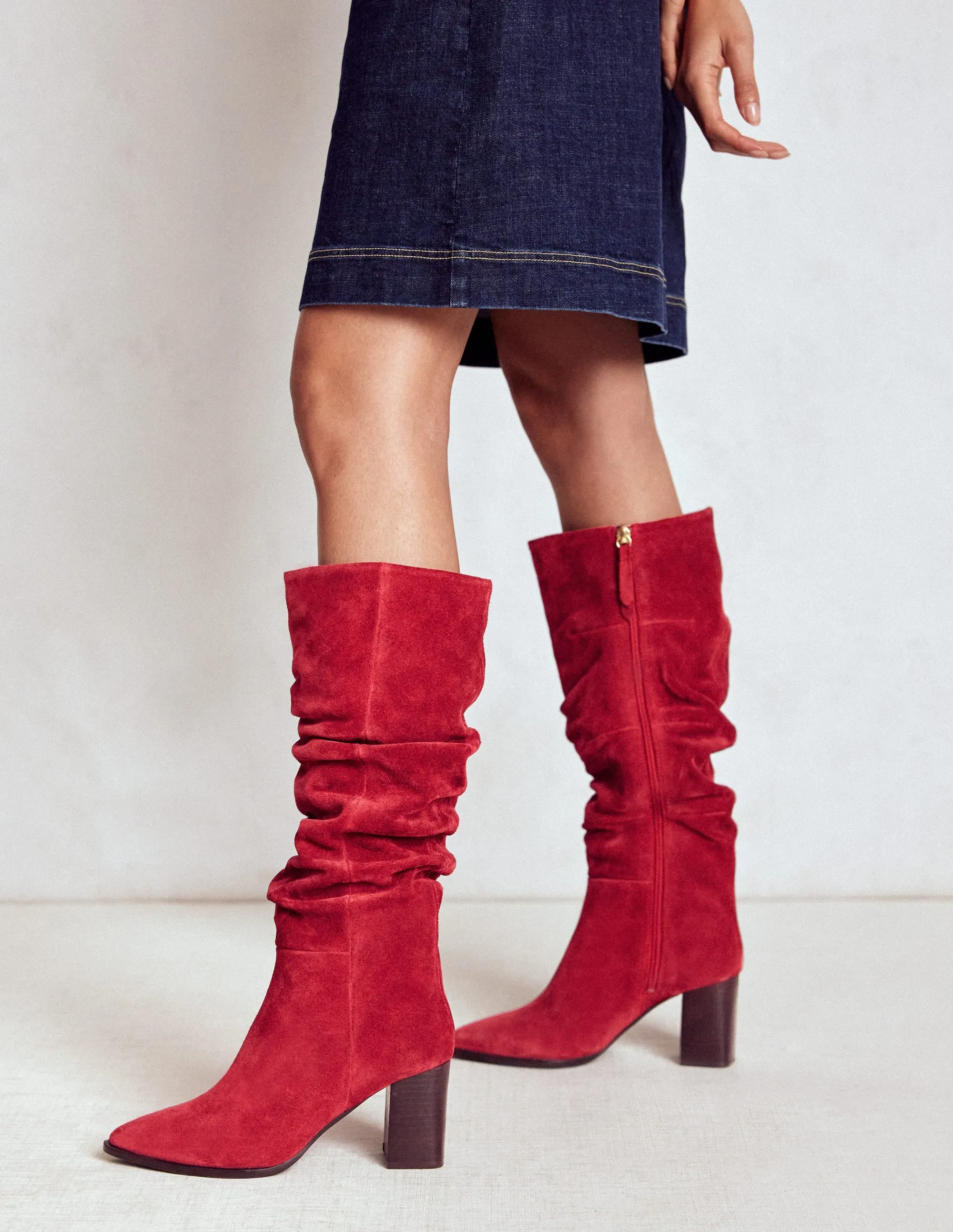 Vera Block Heel Point Boots-Red anti-fatigue