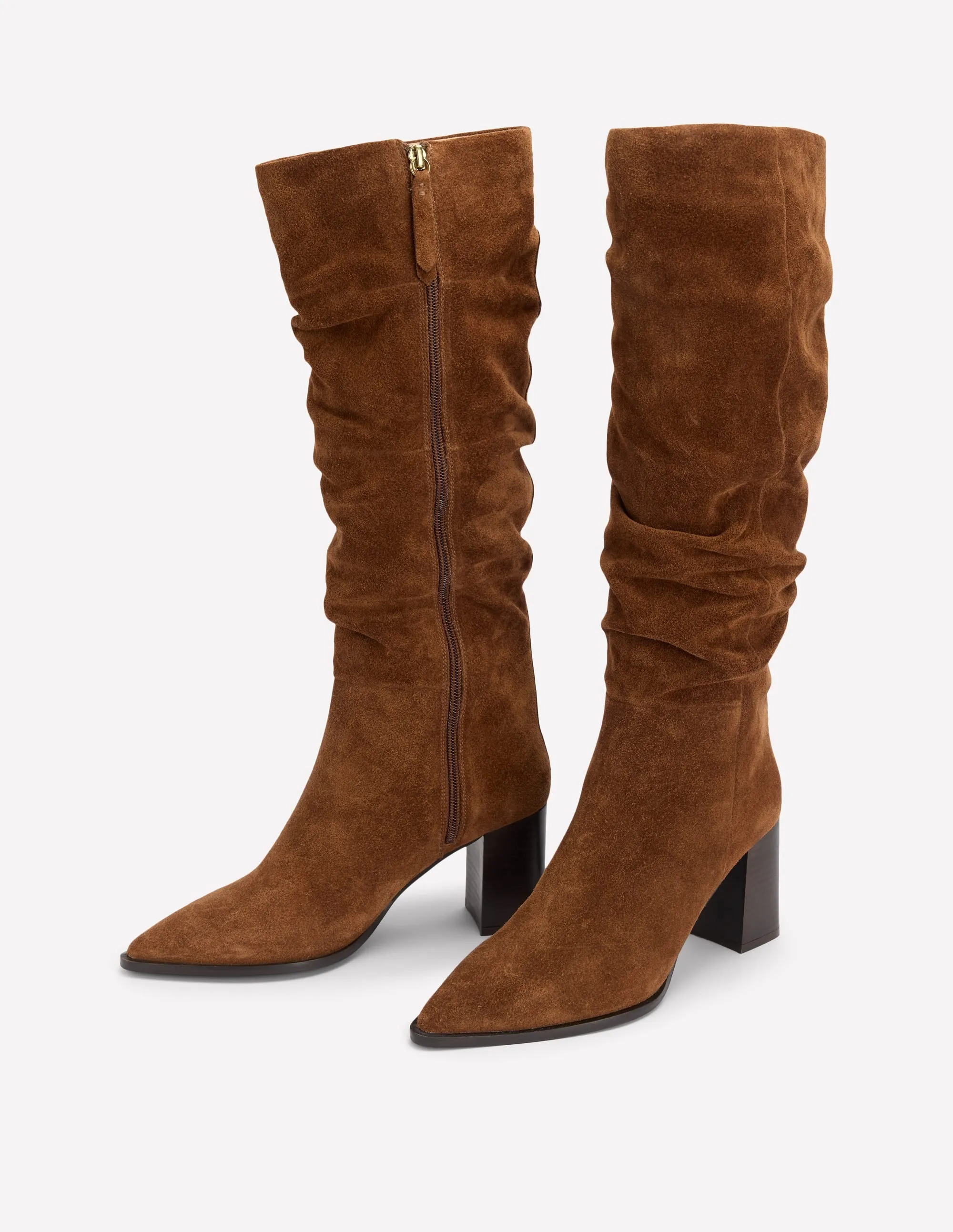 Vera Block Heel Point Boots-Tan multi occasion