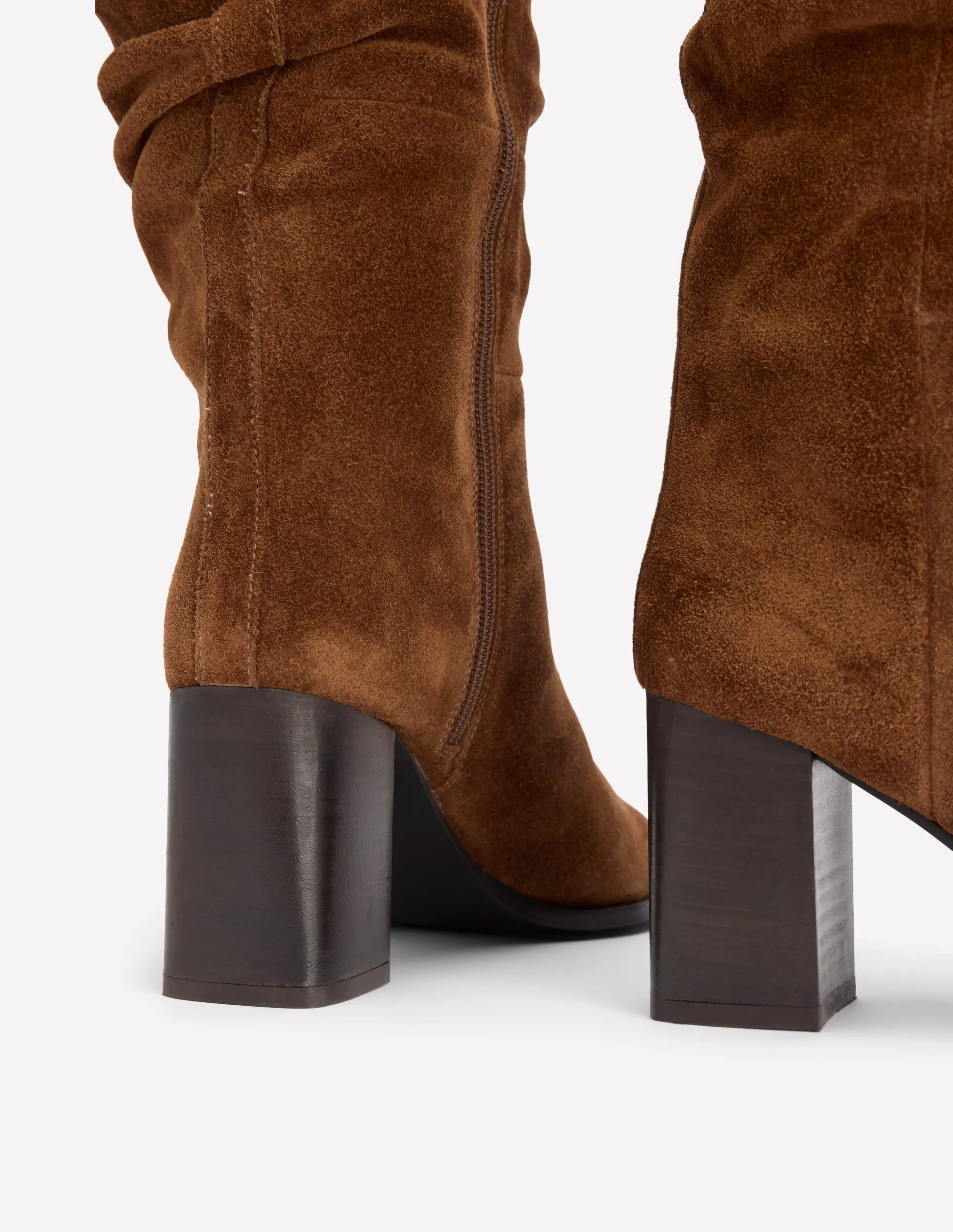 Vera Block Heel Point Boots-Tan soft insole
