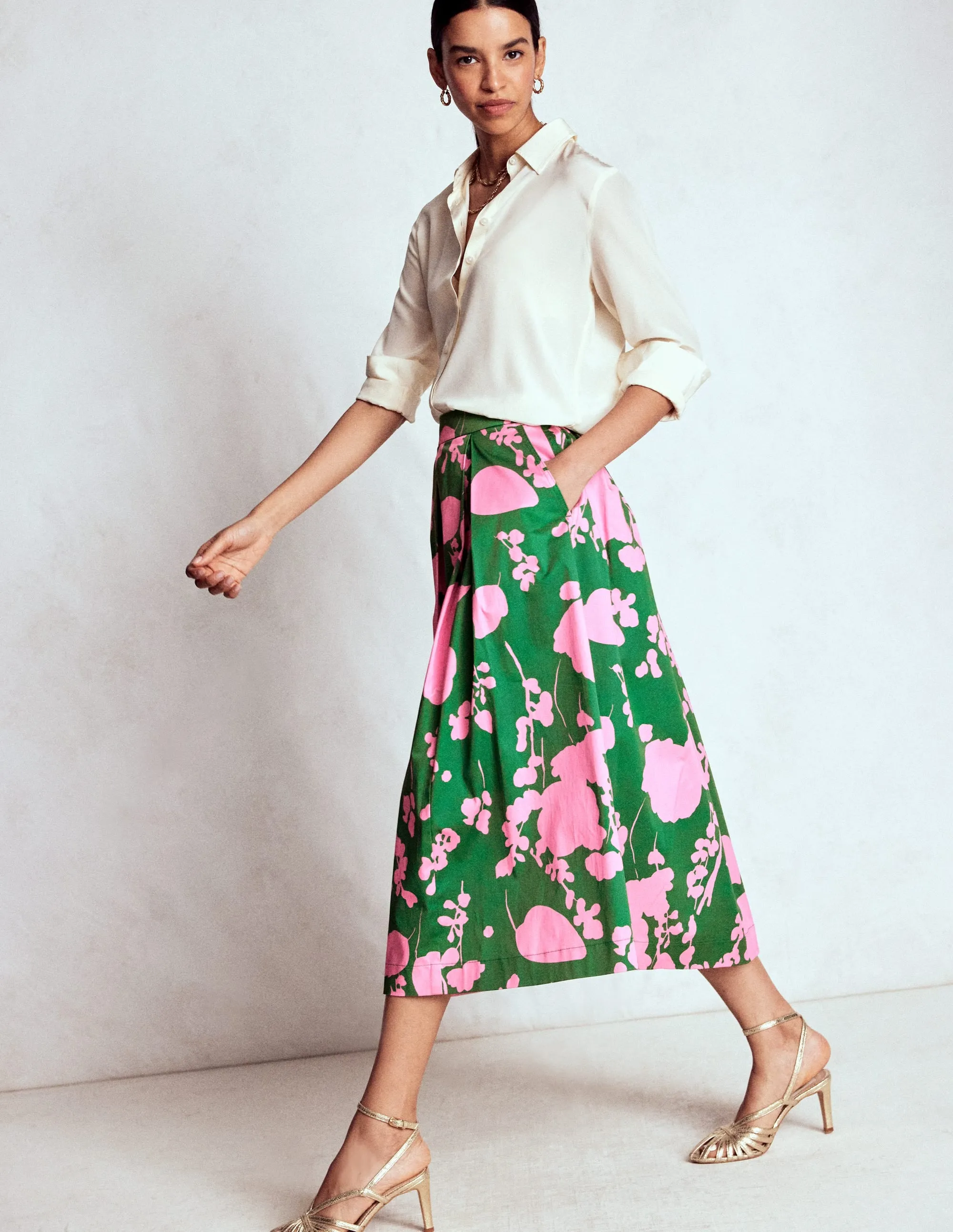 Verity Cotton Midi Skirt-Amazon, Dainty Sprigs summer fresh