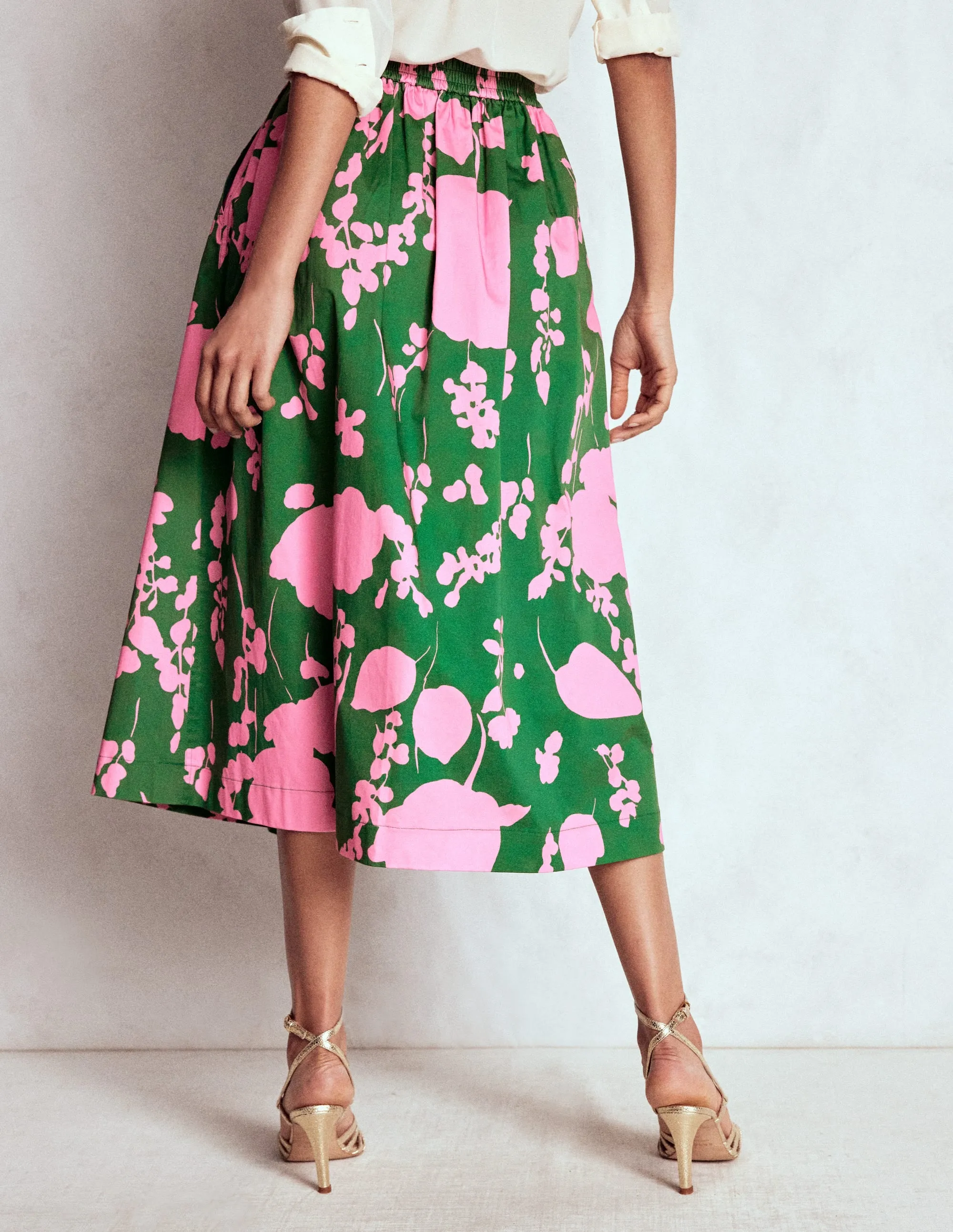 Verity Cotton Midi Skirt-Amazon, Dainty Sprigs charm boost