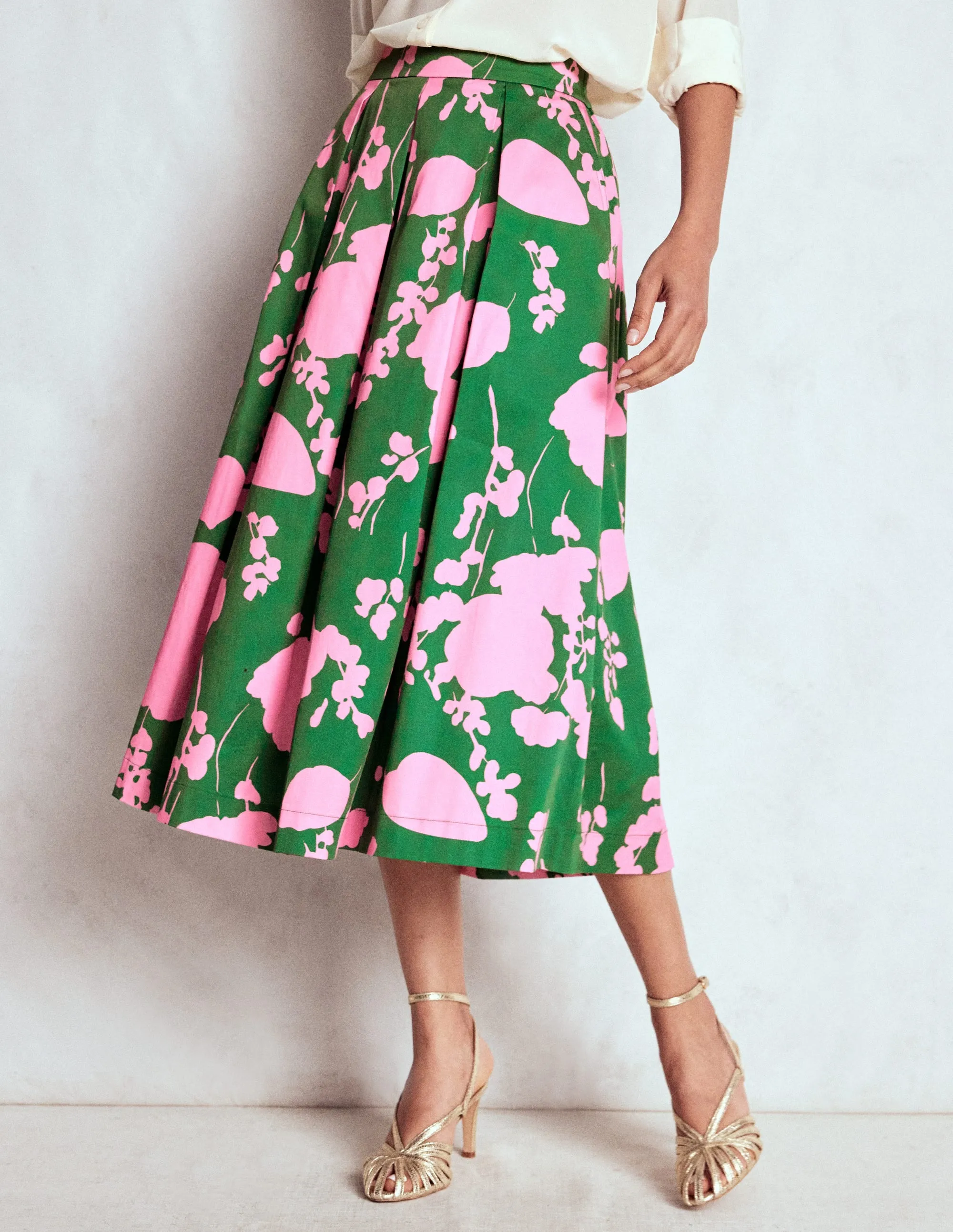 Verity Cotton Midi Skirt-Amazon, Dainty Sprigs home casual