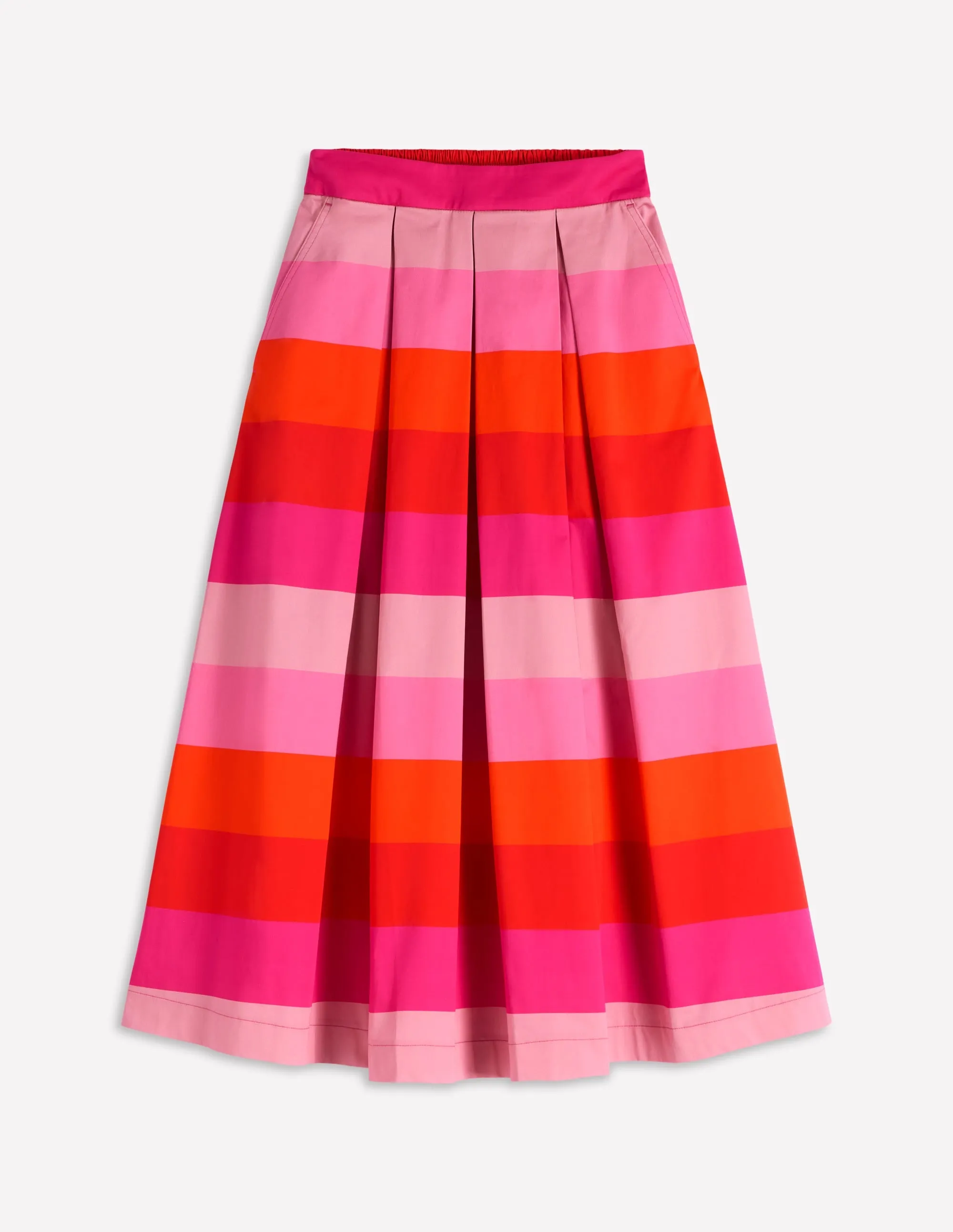 Verity Cotton Midi Skirt-Pink Tonal Multistripe natural feel