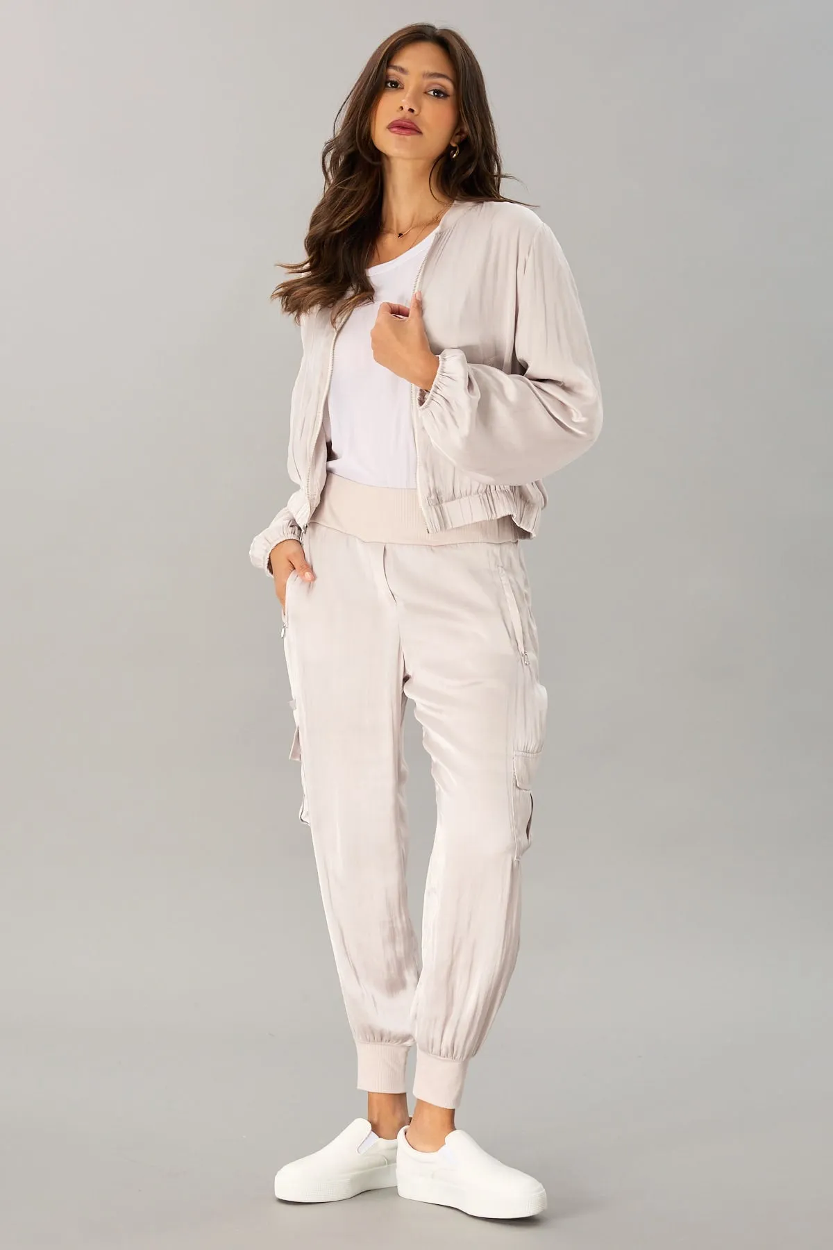 Vintage Satin Bomber cozy off-duty