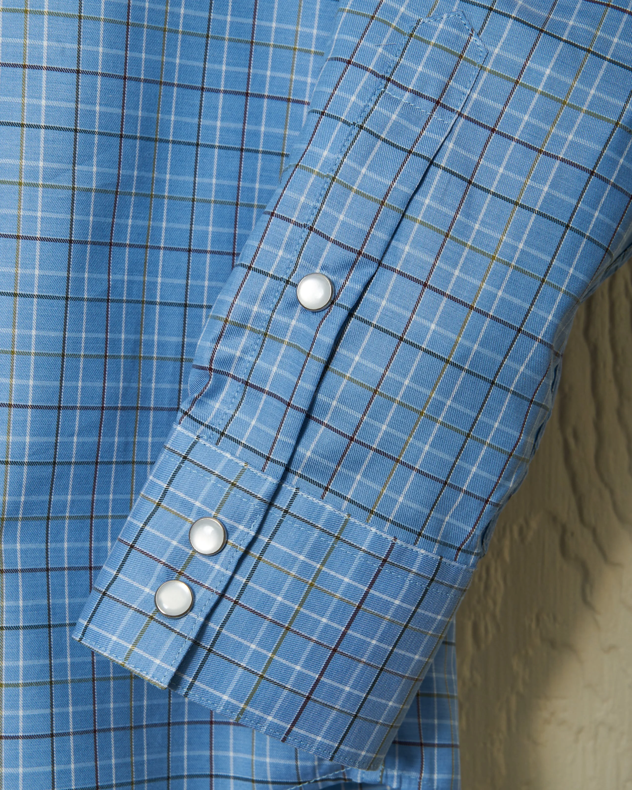 Western Sea-Washed Shirt in Blue Tattersall Gentle Form