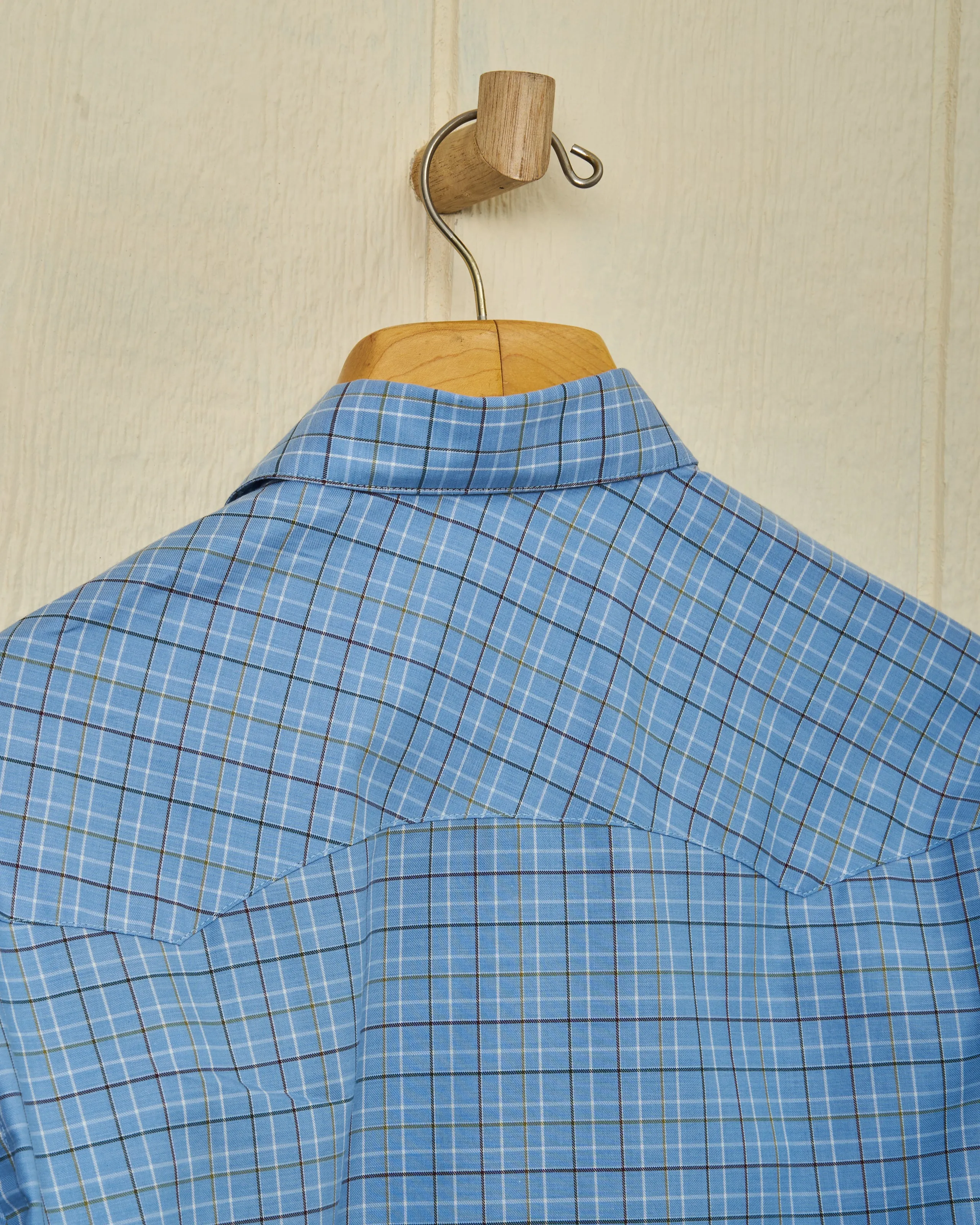 Western Sea-Washed Shirt in Blue Tattersall Tone Down