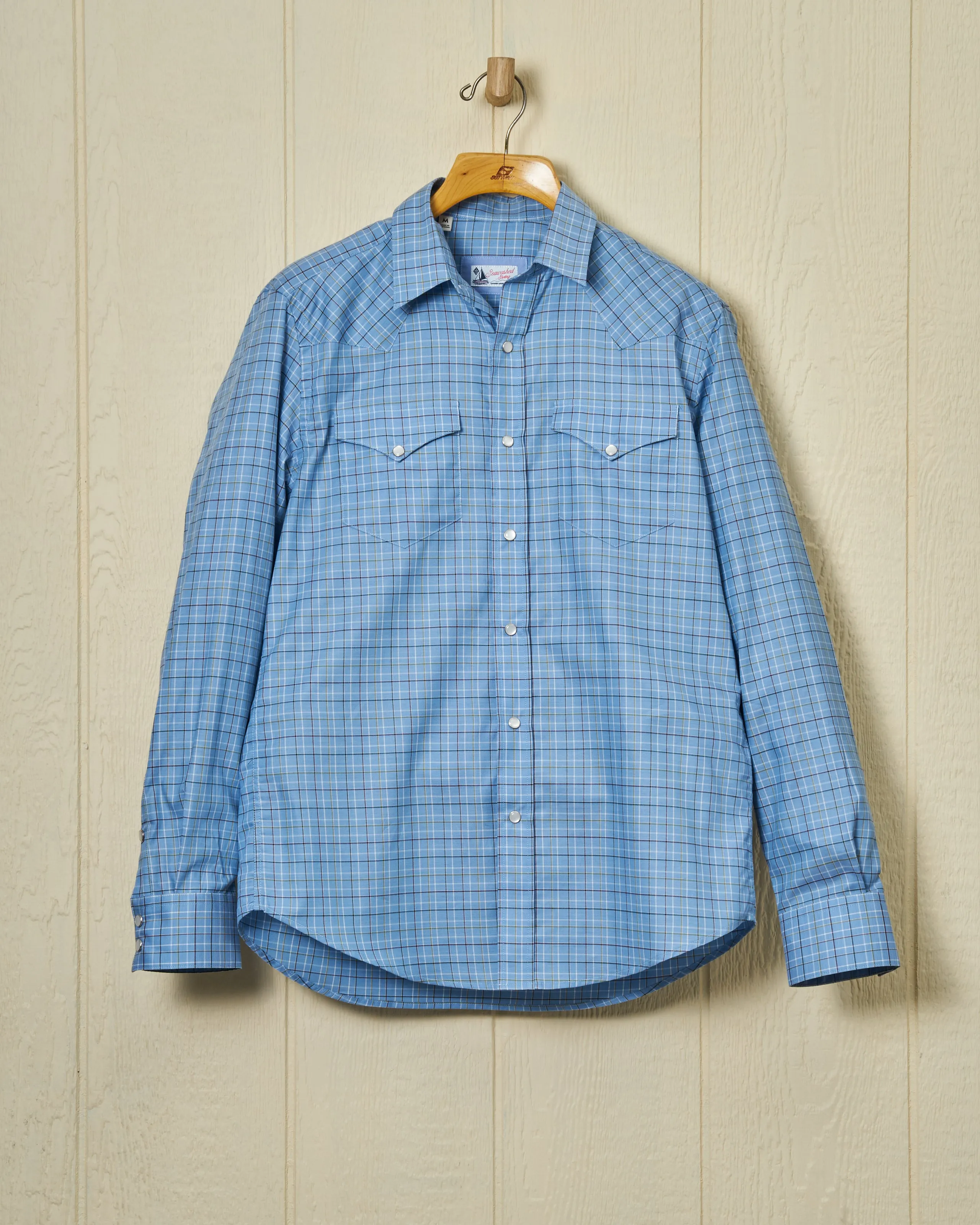 Western Sea-Washed Shirt in Blue Tattersall Gentle Form