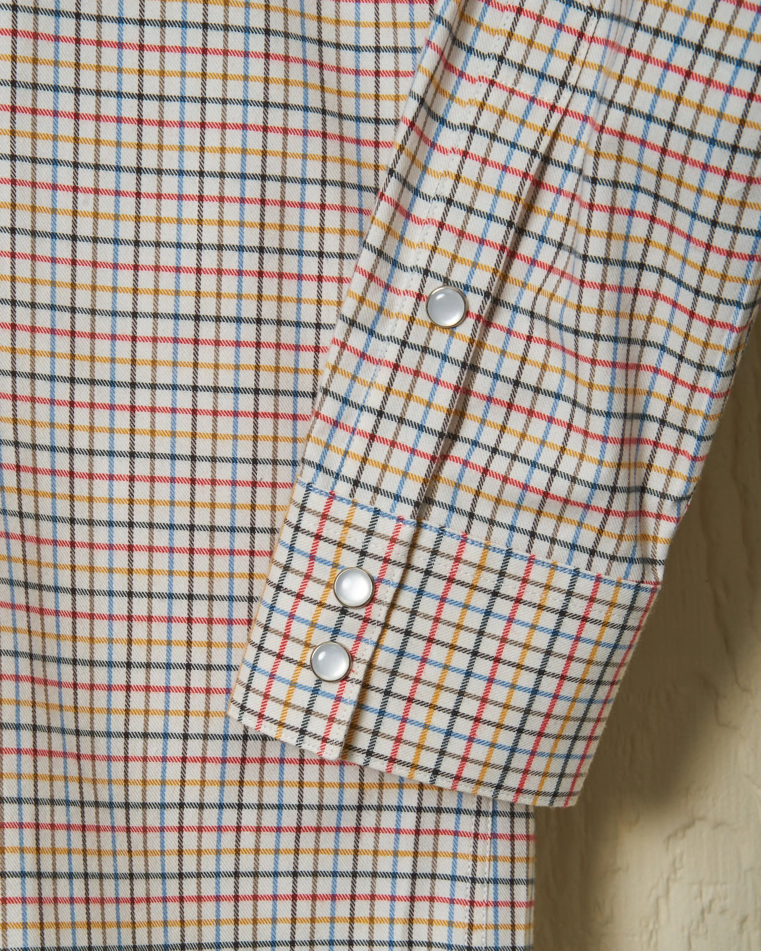 Western Sea-Washed Shirt in Cream Ground Mustard Tattersall Outfit Base