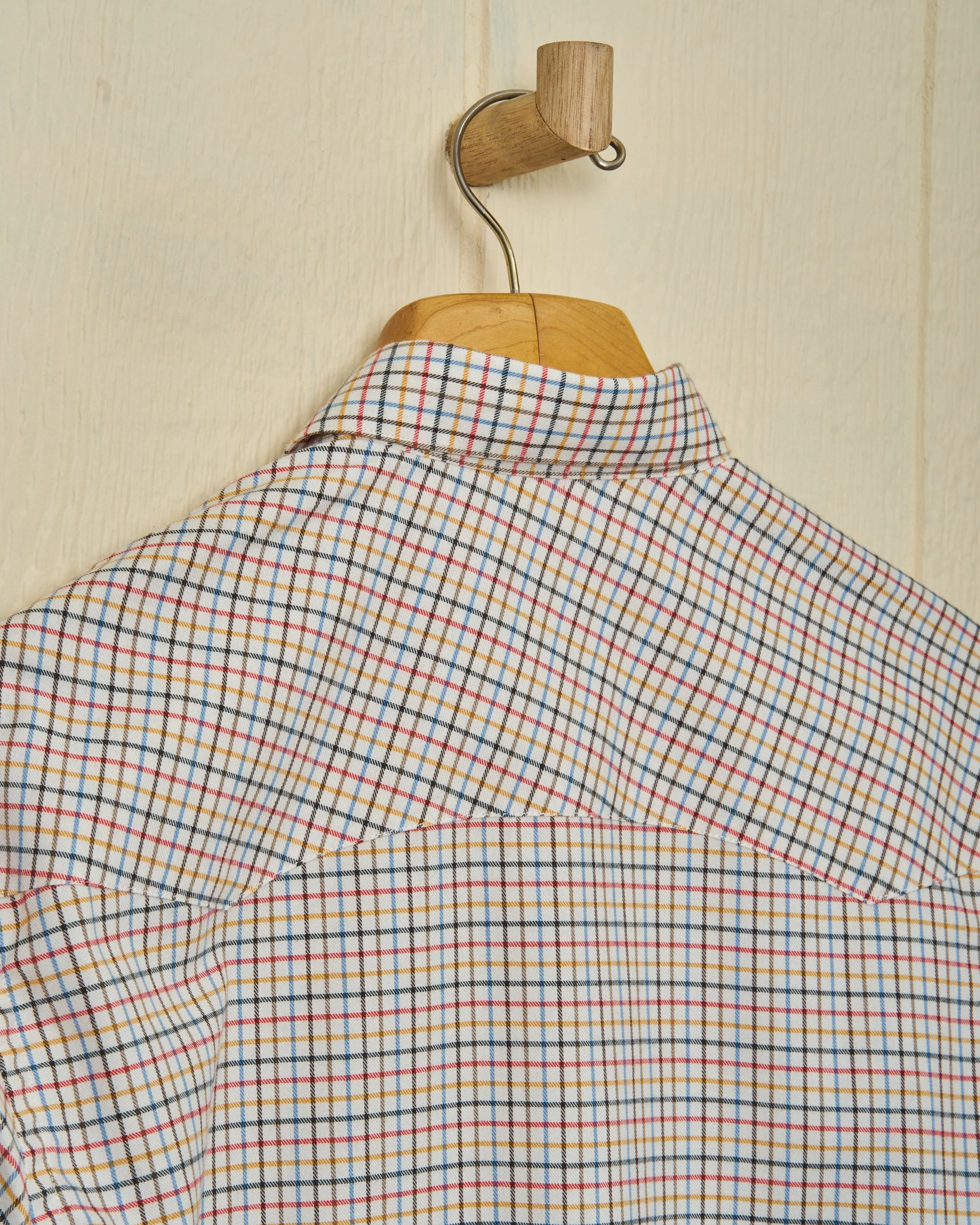 Western Sea-Washed Shirt in Cream Ground Mustard Tattersall Travel Light