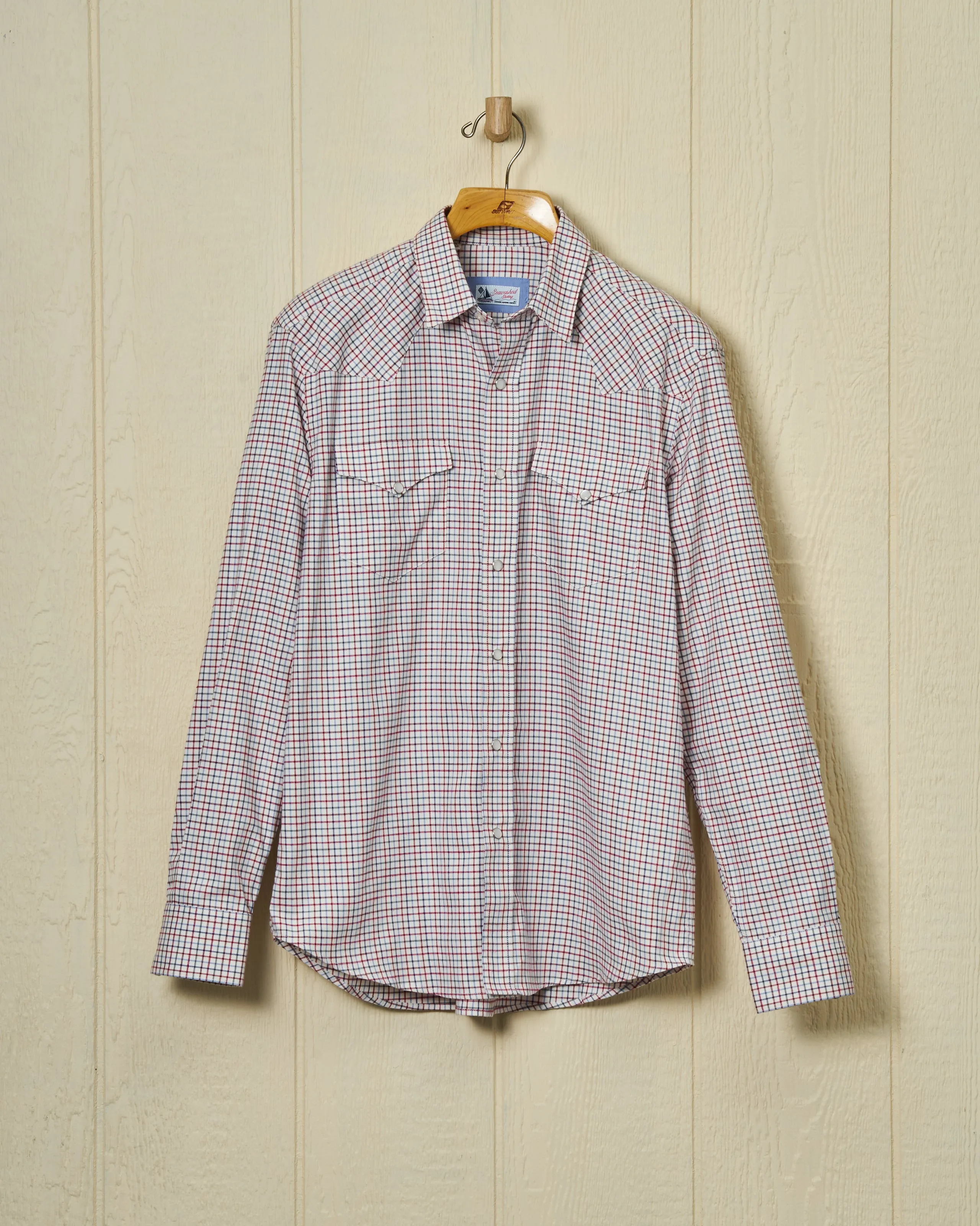 Western Sea-Washed Shirt in Denim/Wine Tattersall Stay Fresh