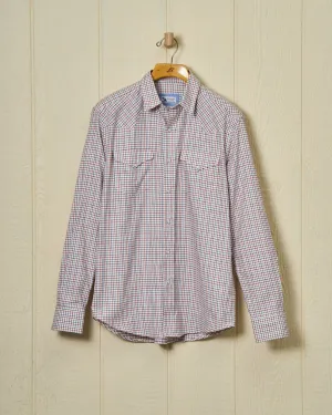 Western Sea-Washed Shirt in Denim/Wine Tattersall Stay Fresh
