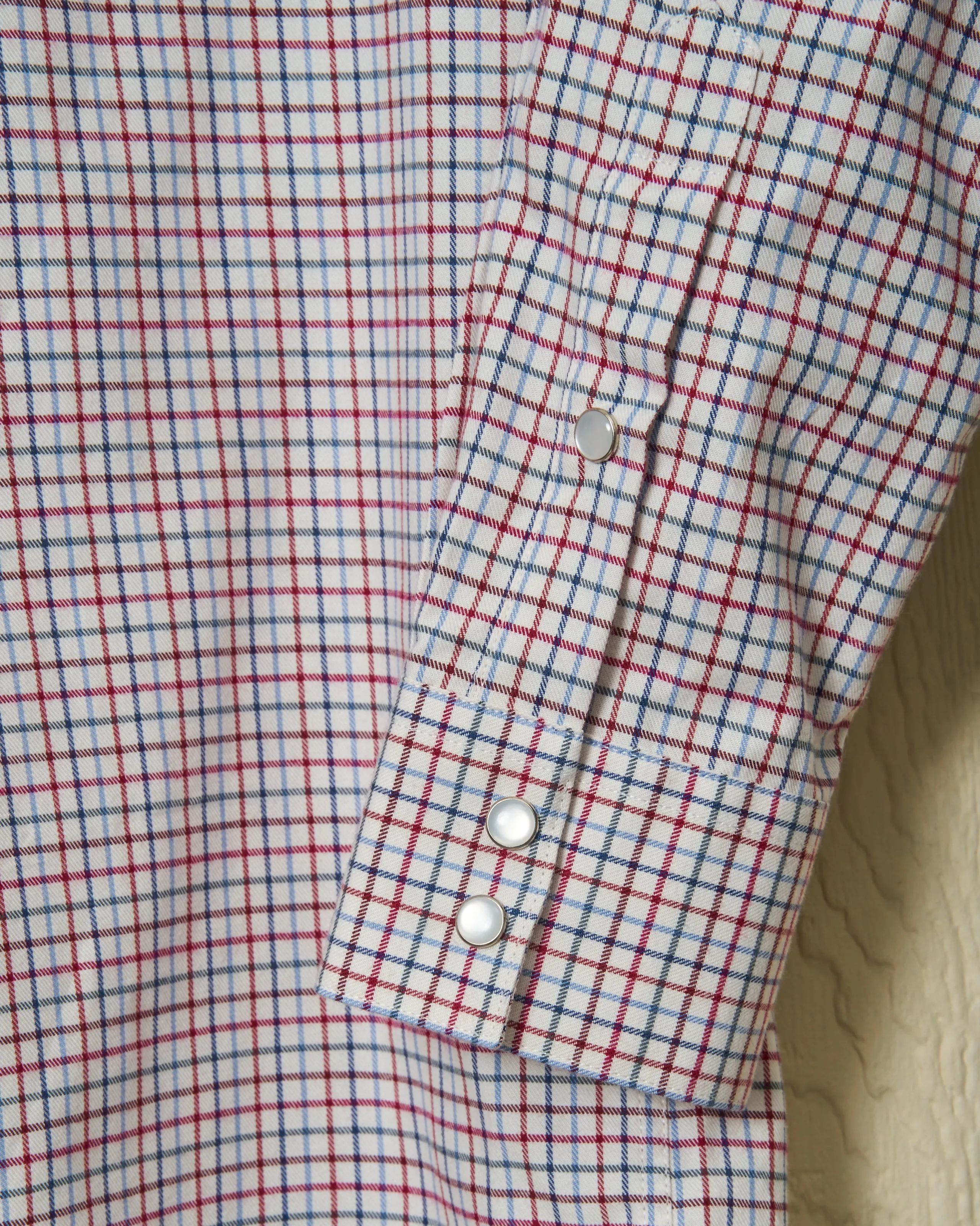 Western Sea-Washed Shirt in Denim/Wine Tattersall Tailor Ease