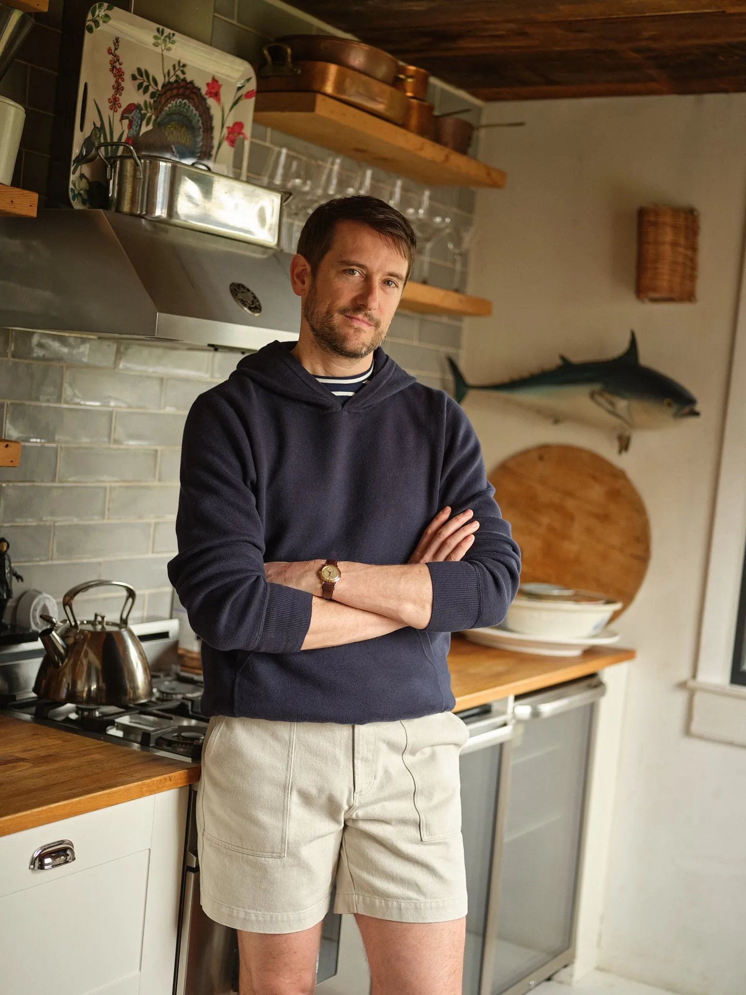 Wharf Knit Hoodie in Navy layering need