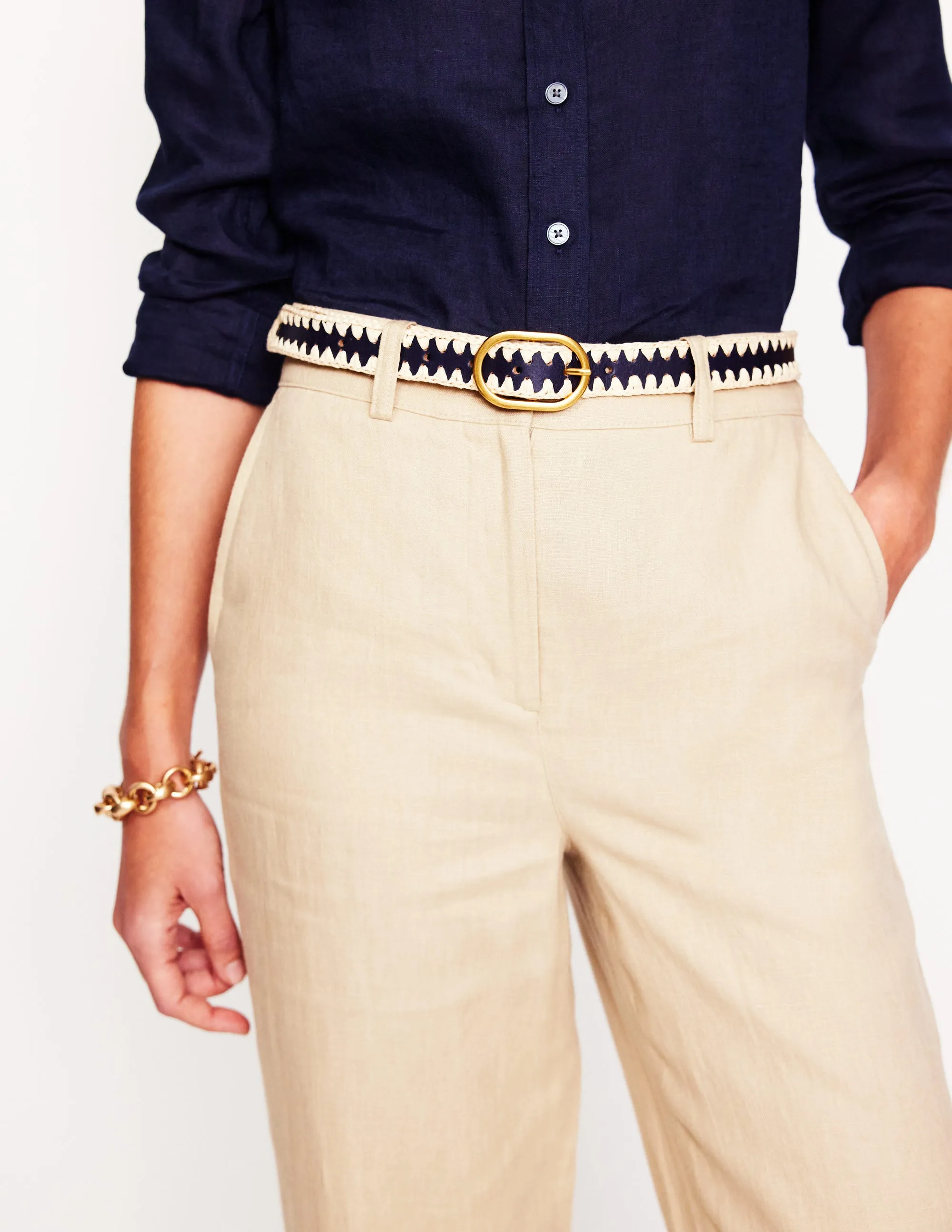 Whipstitch Classic Belt-Navy/Ivory fine craft