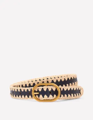 Whipstitch Classic Belt-Navy/Ivory sharp outfit