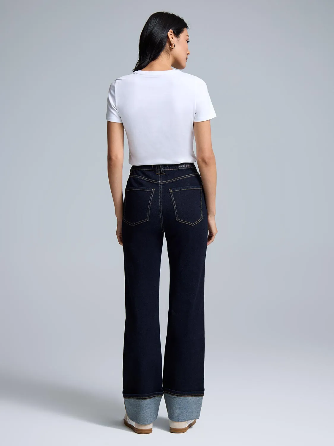 Wide Cuff Straight-Leg Jeans relaxed fit