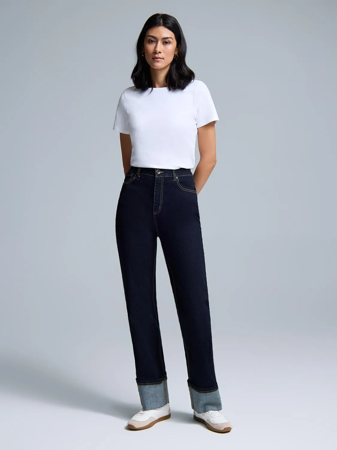 Wide Cuff Straight-Leg Jeans casual trend
