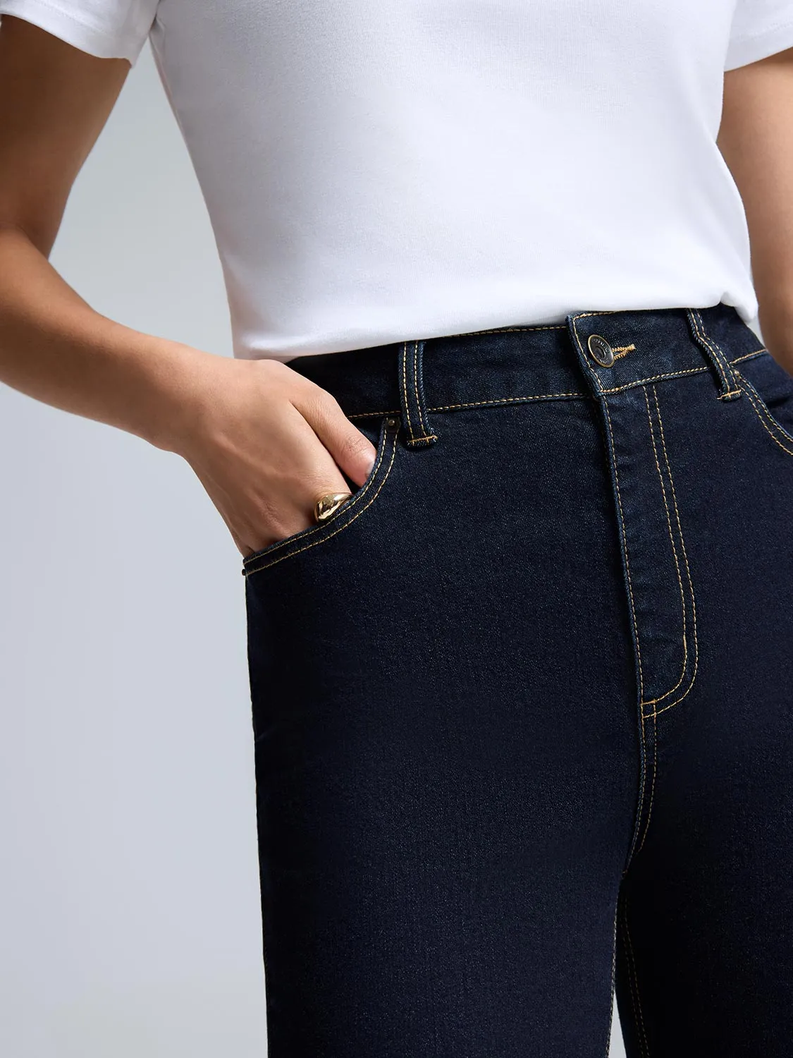 Wide Cuff Straight-Leg Jeans soft skin