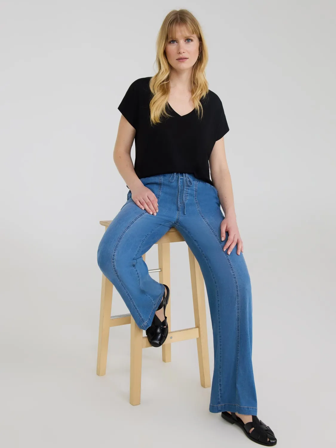 Wide Leg Cotton Denim Pants seasonal wear