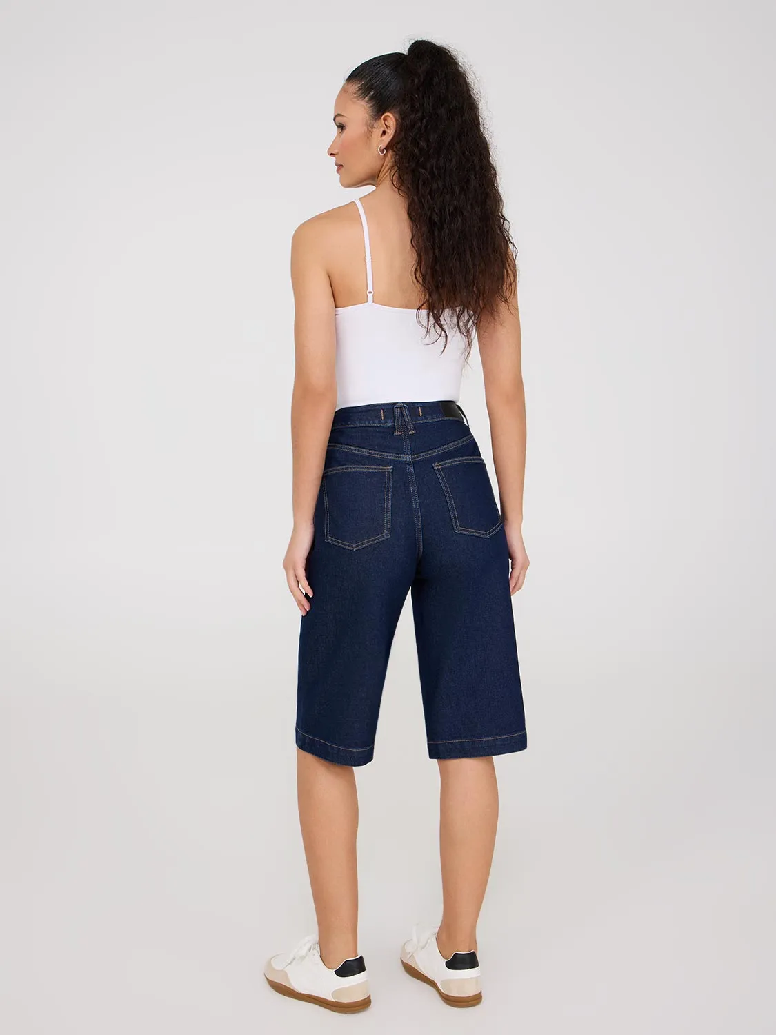 Wide-Leg Denim Bermuda Shorts youth vibe