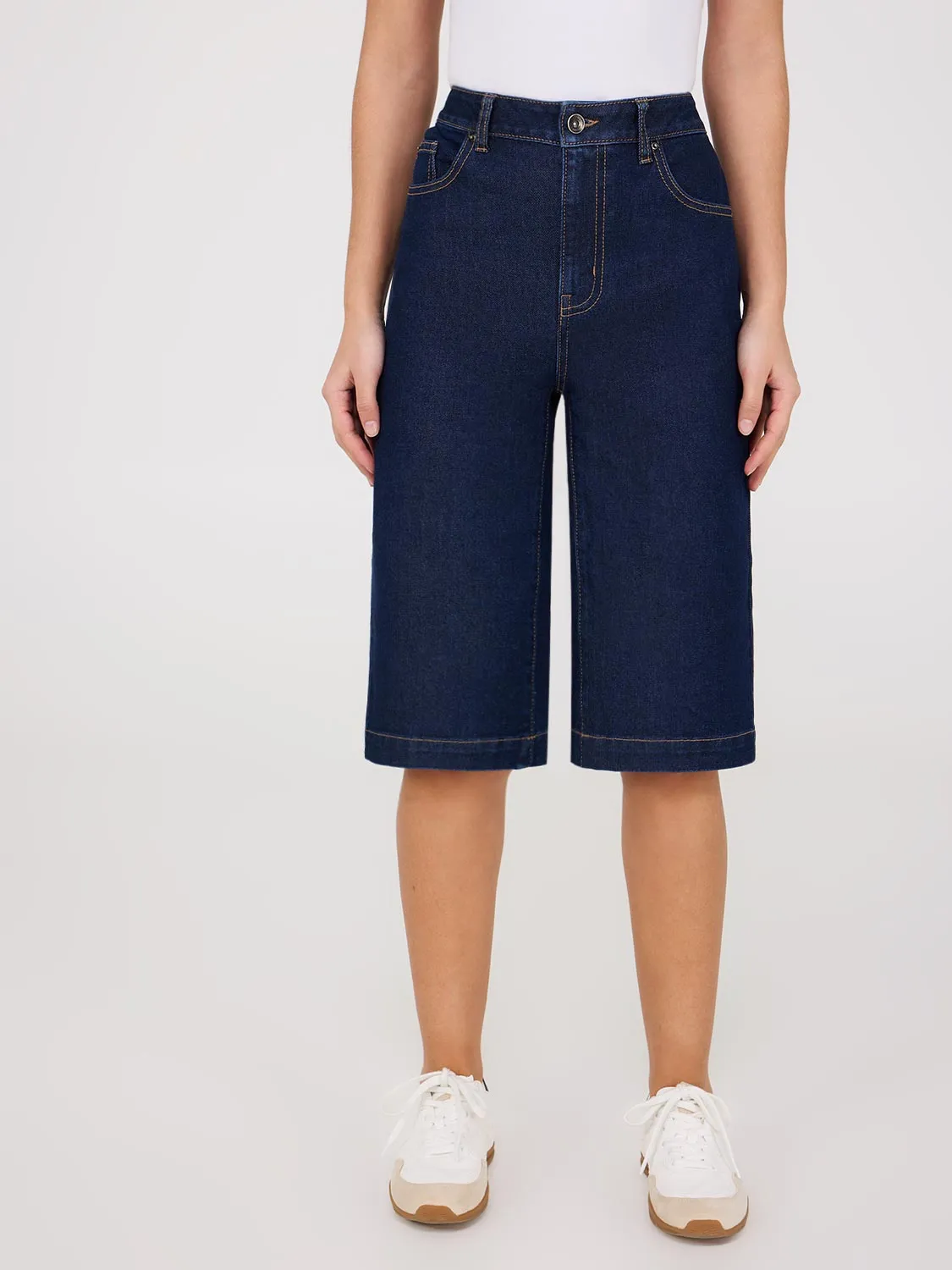 Wide-Leg Denim Bermuda Shorts eco comfort