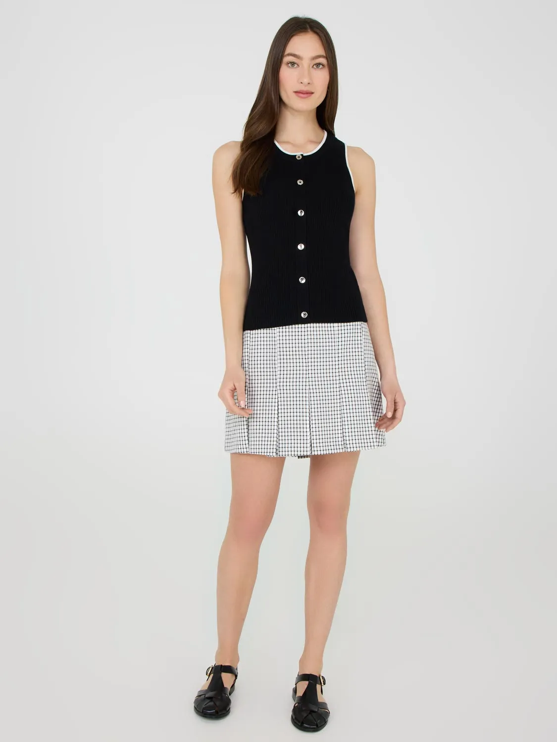 Windowpane Pleated Mini Skirt bold vibe