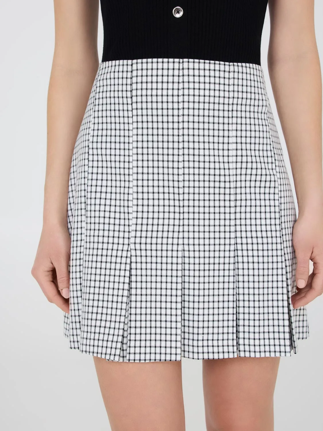Windowpane Pleated Mini Skirt multi-style