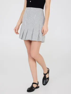 Windowpane Pleated Mini Skirt spring summer
