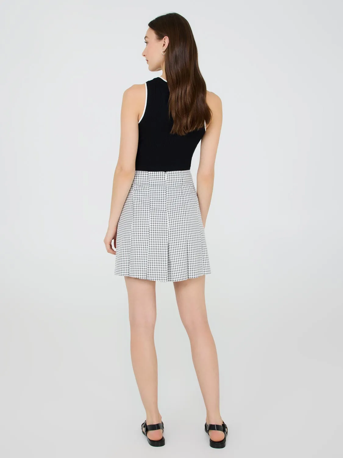 Windowpane Pleated Mini Skirt multi-style
