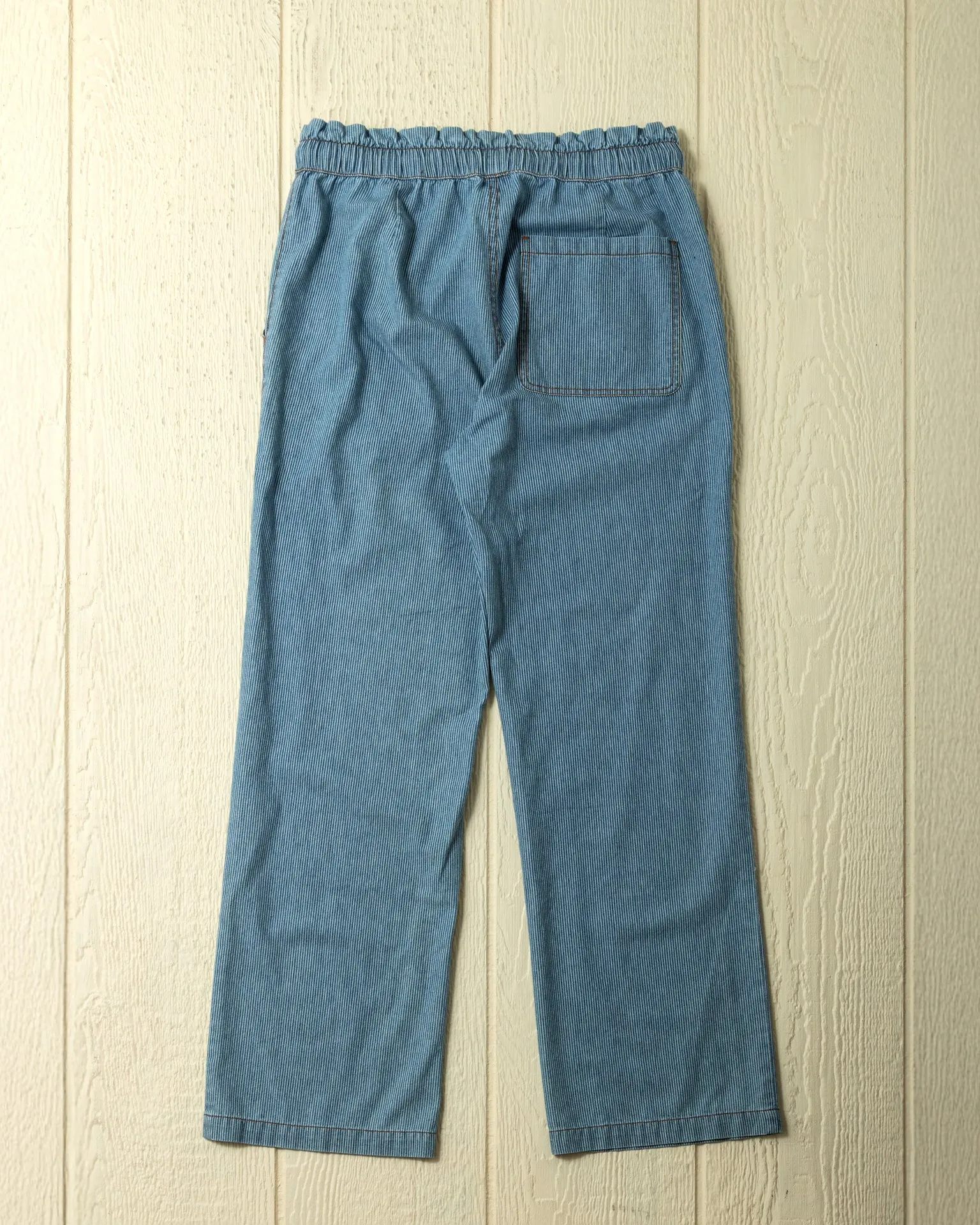 Women's Beach Pant in Denim Blue Hickory Stripe adjustable fit
