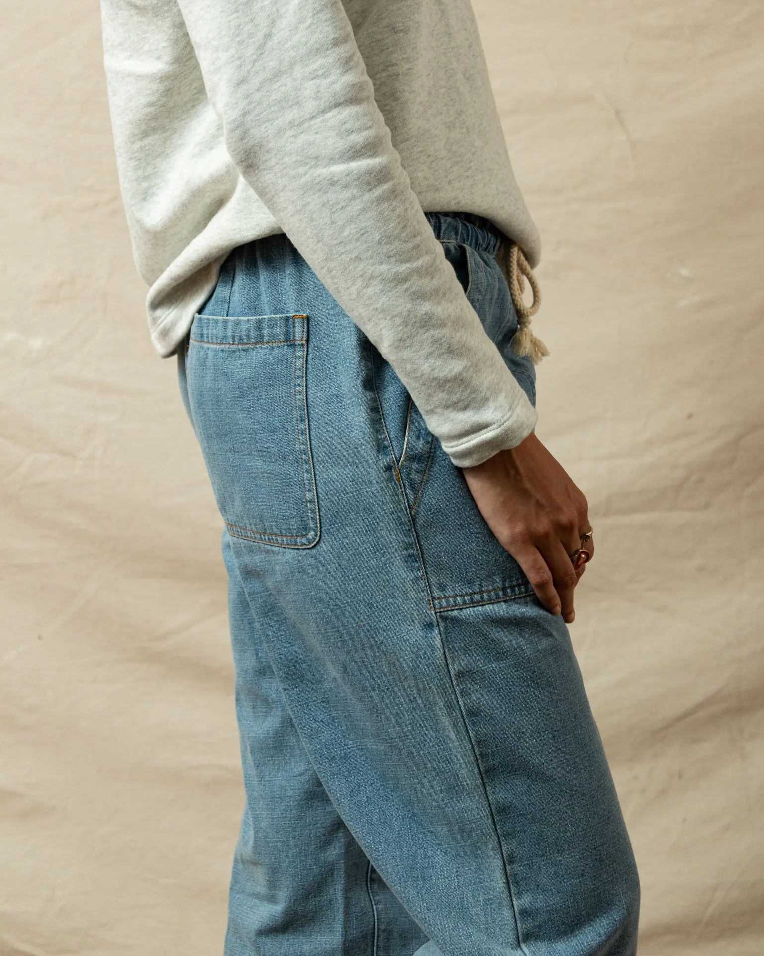 Women's Beach Pant in Light Wash Denim relaxed fit