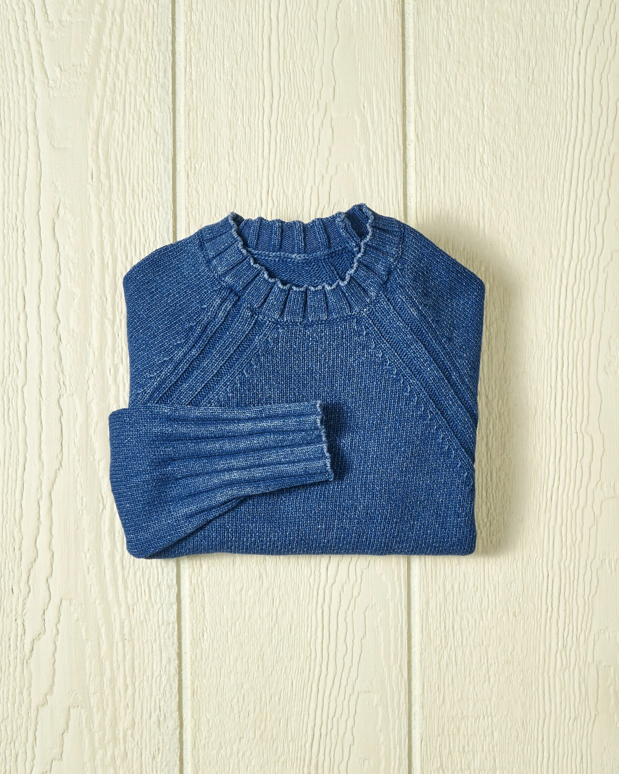 Women's Deep Sea Quaker Crewneck Sweater in Indigo minimalist layer