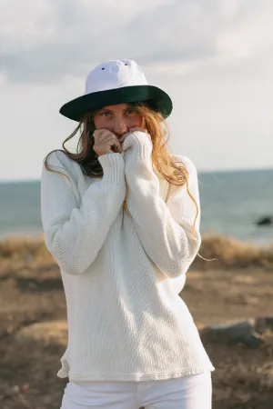 Women's Fisherman's Sweater in Egret close warmth