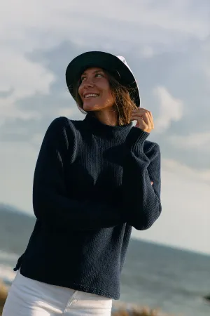 Women's Fisherman's Sweater in Navy quick outfit