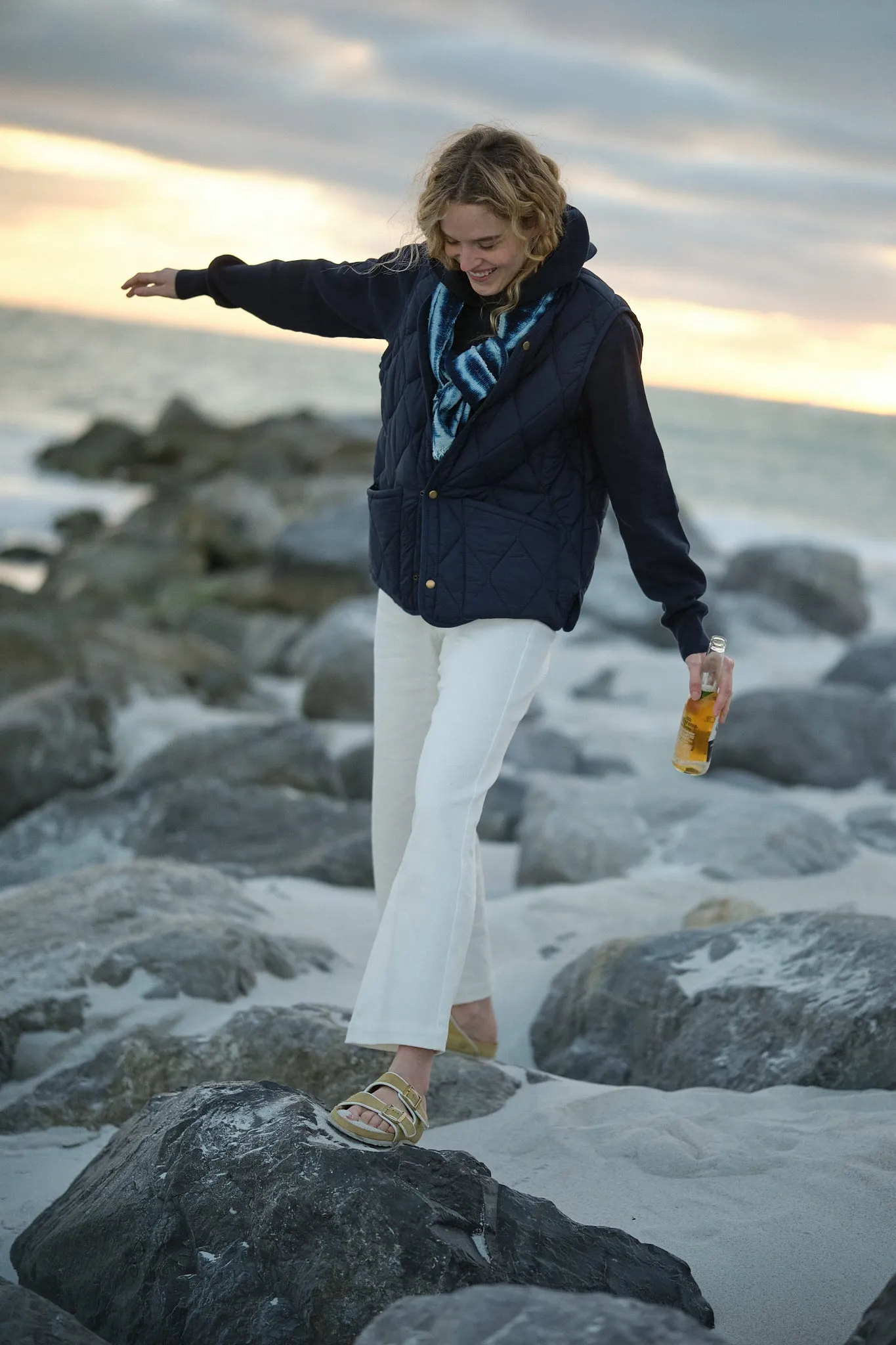 Women's Five Pocket Jean in White Denim floral pattern