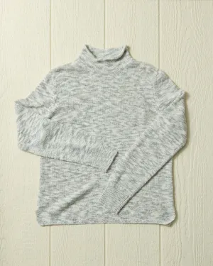 Women's Homespun Fisherman's Sweater in Grey Marl/Natural warm vibe