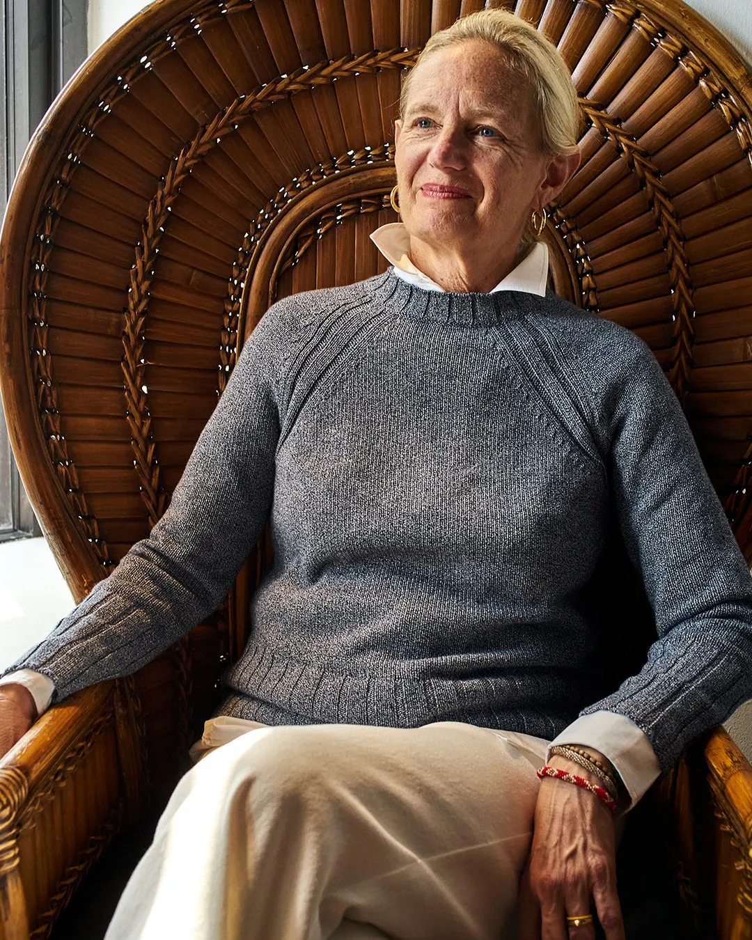 Women's Quaker Crewneck Sweater in Denim Mix thoughtful layer