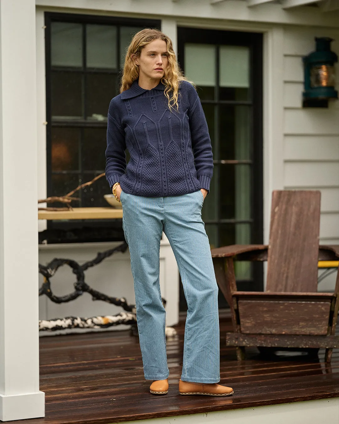 Women's Relaxed Pant in Railroad Stripe quick release