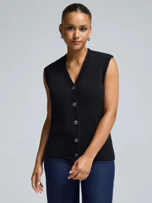 Wool Button-Front Sweater Vest energy fit